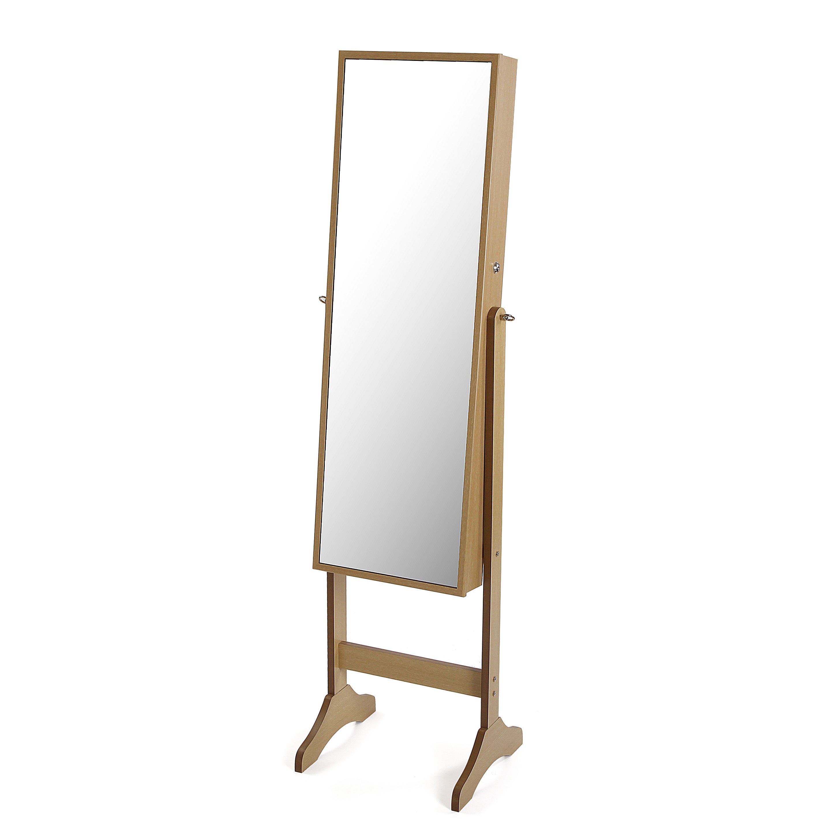 Espejo enmarcado rectangular de pie joyero natural 155 x 40 cm
