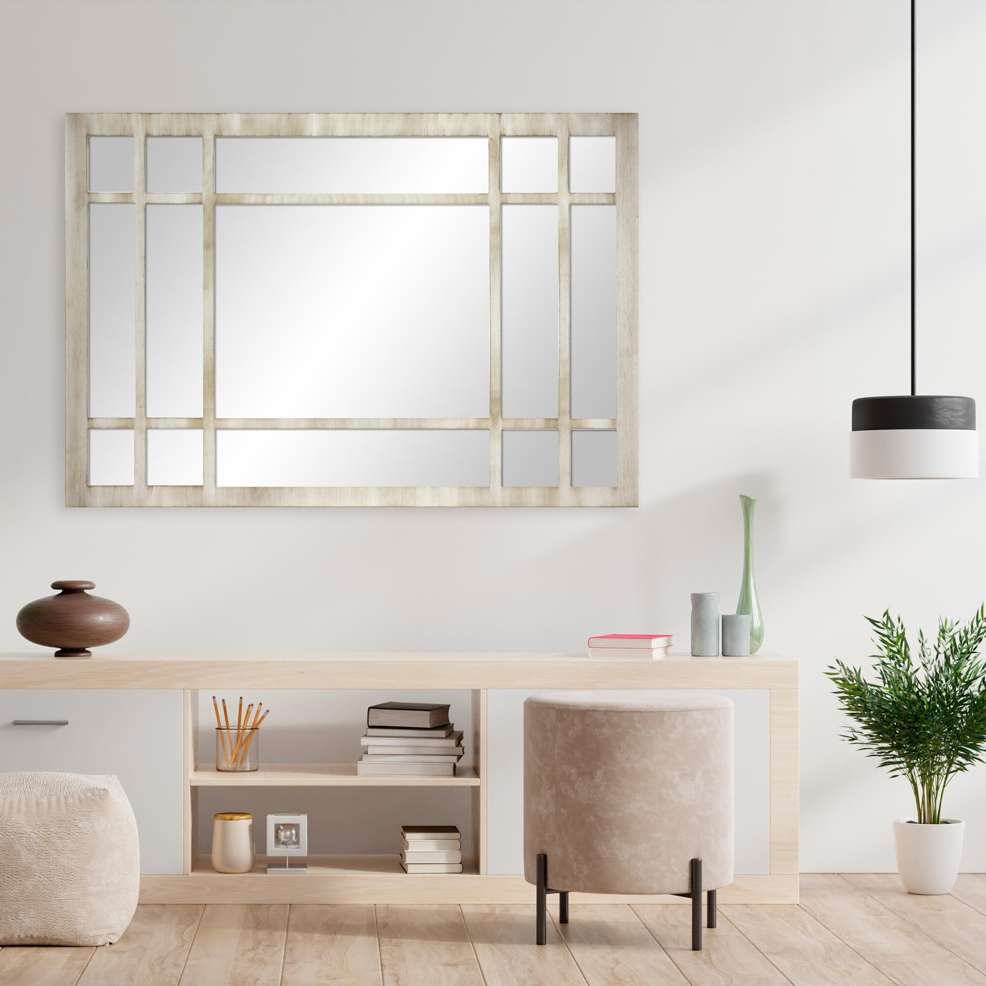 Espejo enmarcado de pared rectangular Romeo MDF blanco satinado de 70 x 100 cm - 3