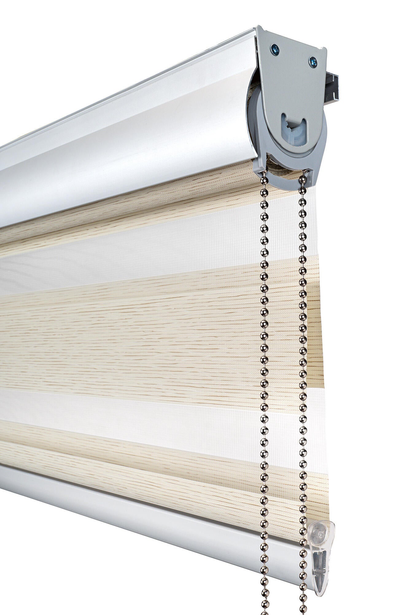 Estor enrollable noche/día térmico con cadena Top Lino poliéster con líneas beige lino  de 220x250cm - 3