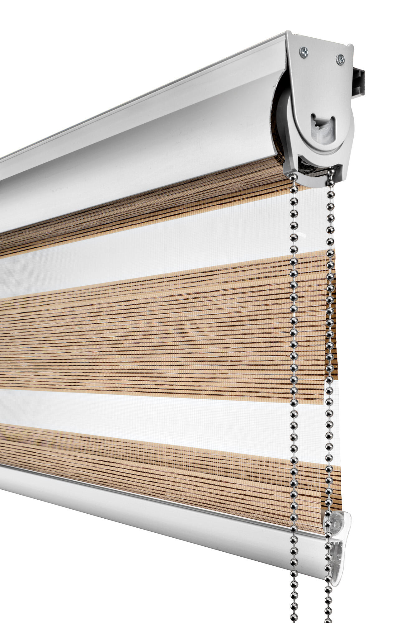 Estor enrollable noche/día  con cadena Top N&D poliéster con líneas marron  de 90x250cm - 3