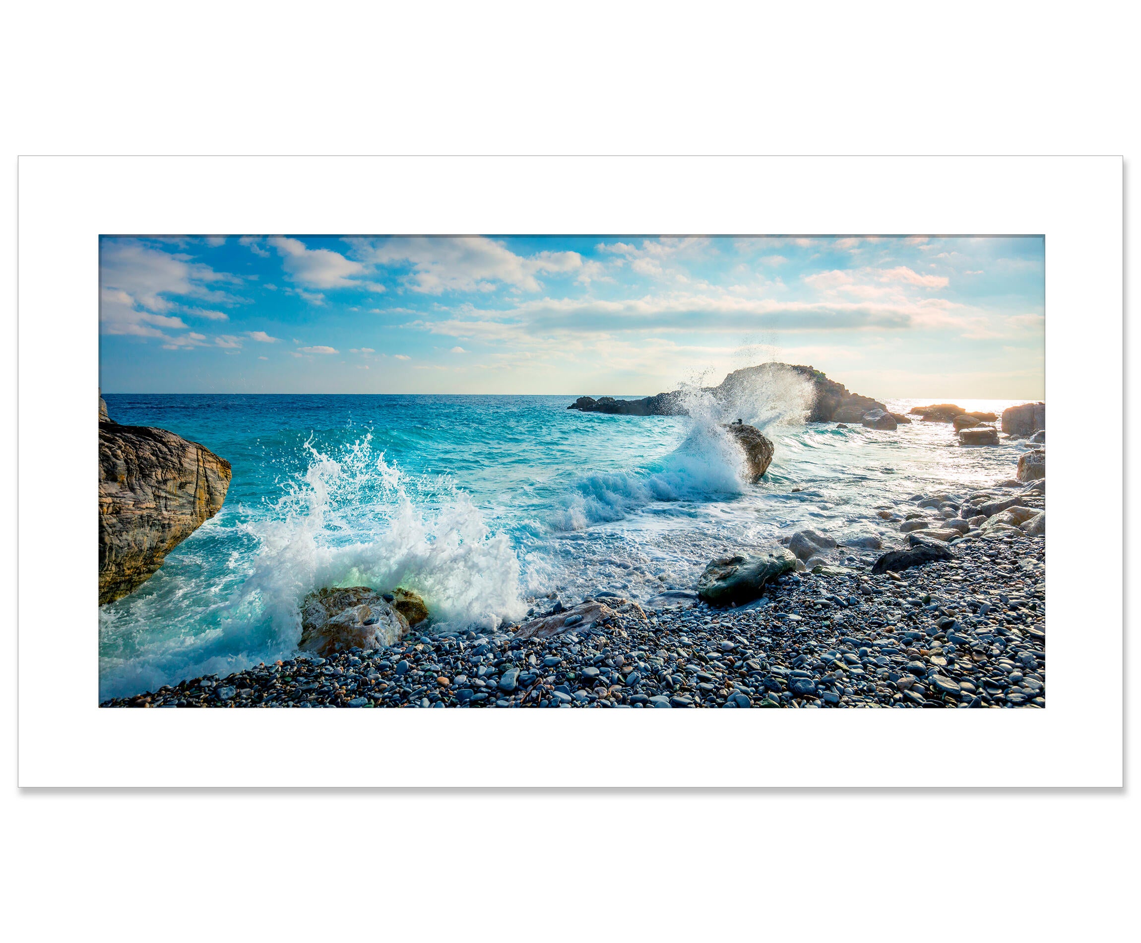 Pintura impresa sin marco Mar rectangular de 140 x 80 cm. MDF Altomarina pasteles cálidos - 2