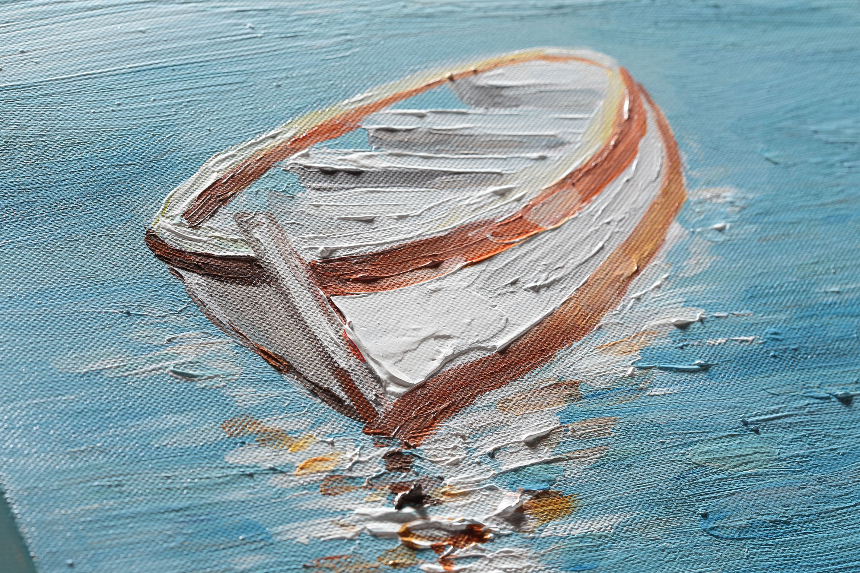 Tela pintada original 30x30 cm Barco Vermelho - 3