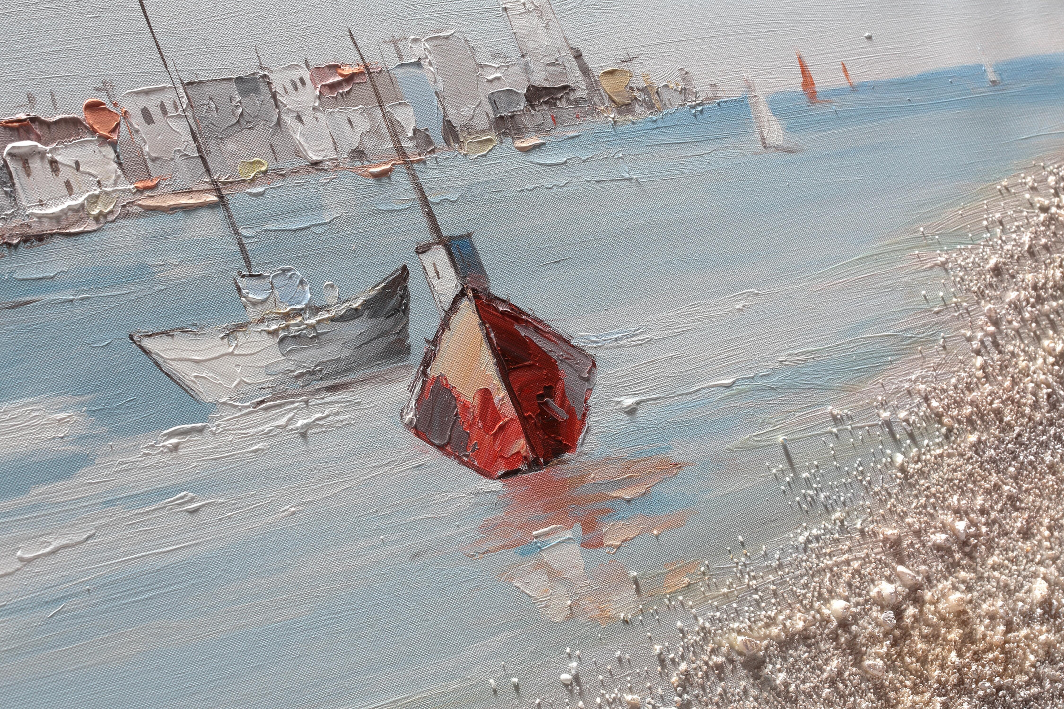 Cuadro de pintura original Barcos En la Bahía 60x120 cm - 2