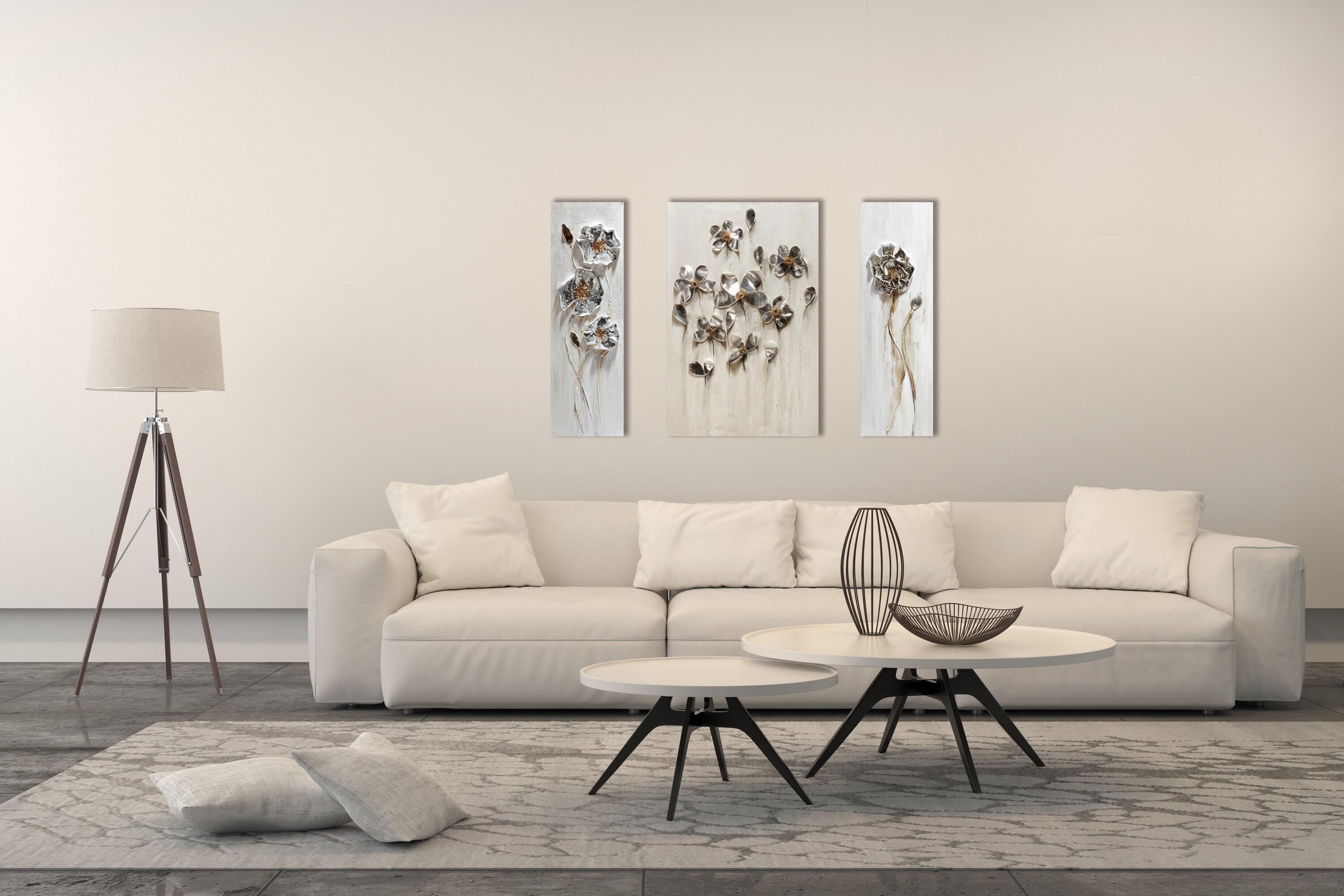 Pintura sin marco flores 1 30x90 cm