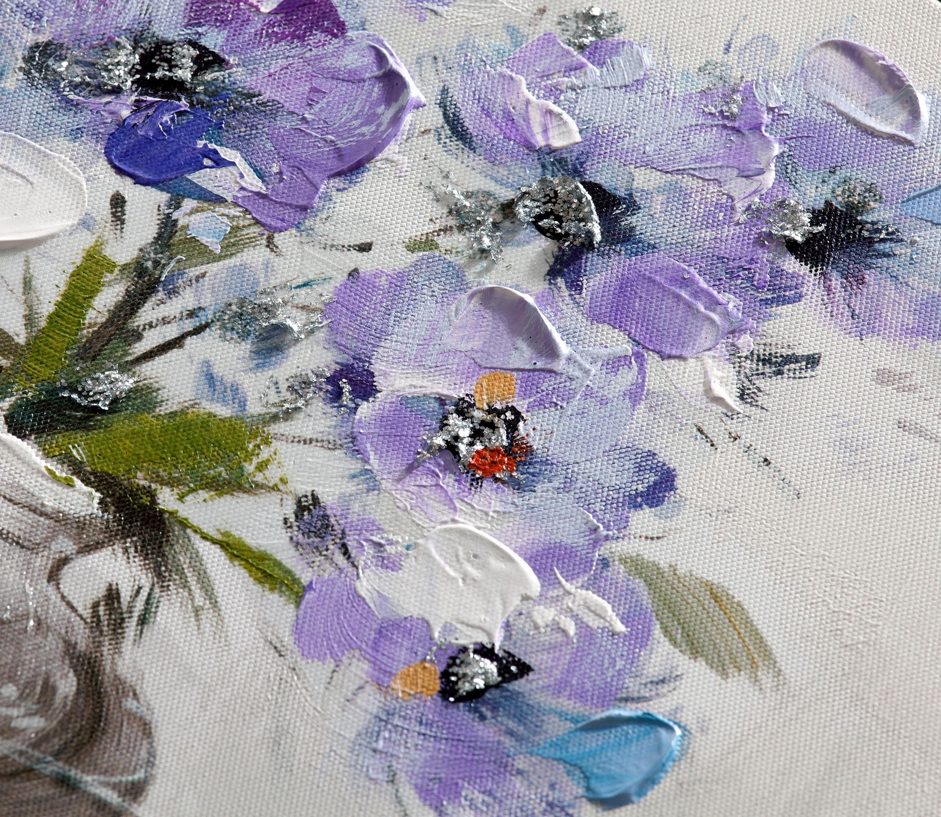 Tela pintada original 30 x 30 cm VASO FLORES - 3