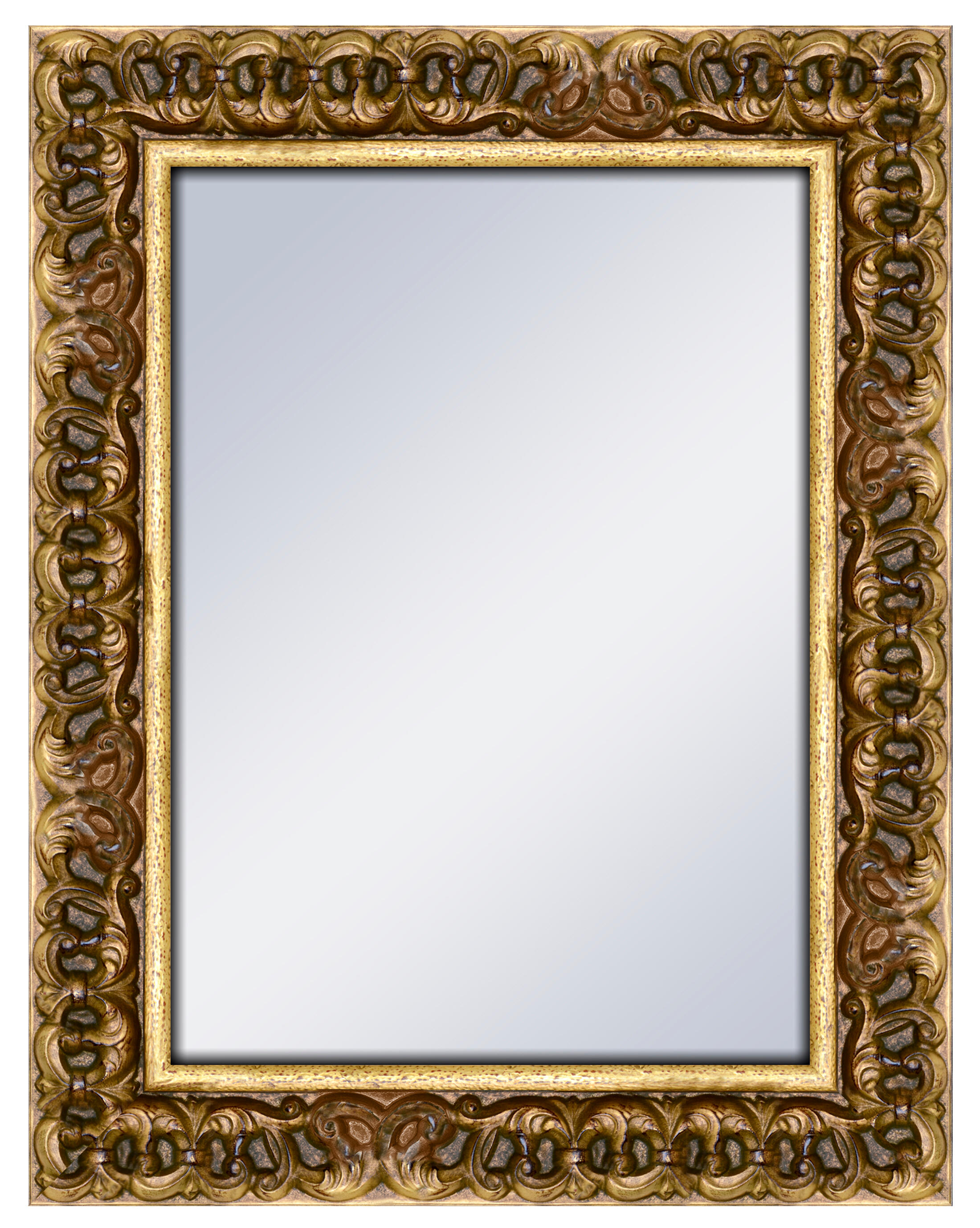 Espejo enmarcado rectangular queen viejo oro 92 x72 cm