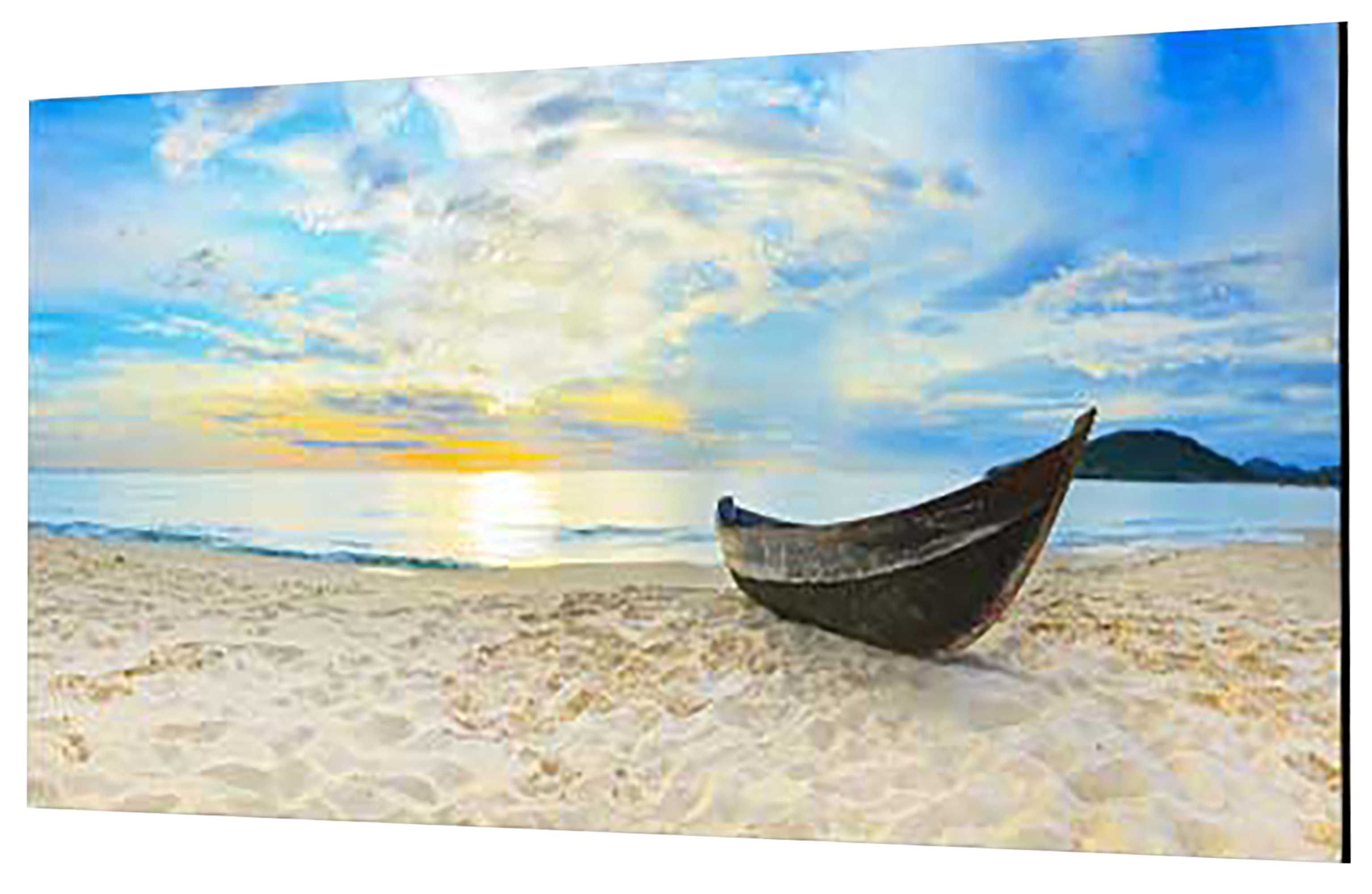 Pintura impresa sin marco Urban city rectangular de 120 x 60 cm. MDF Barcas pasteles cálidos - 3
