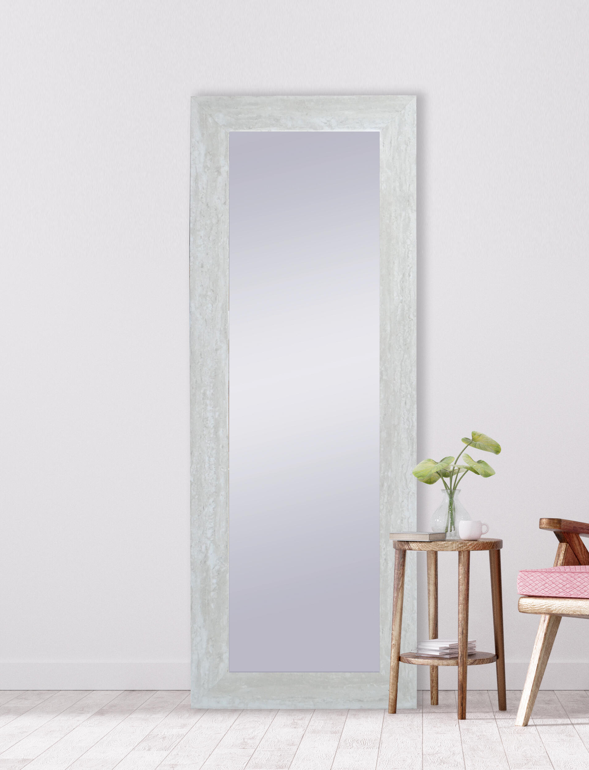 Espejo enmarcado de pared o suelo rectangular Travertino MDF gris mate GAD GONZALEZ ARTE Y DECORACIÓN de 58x140 cm - 2