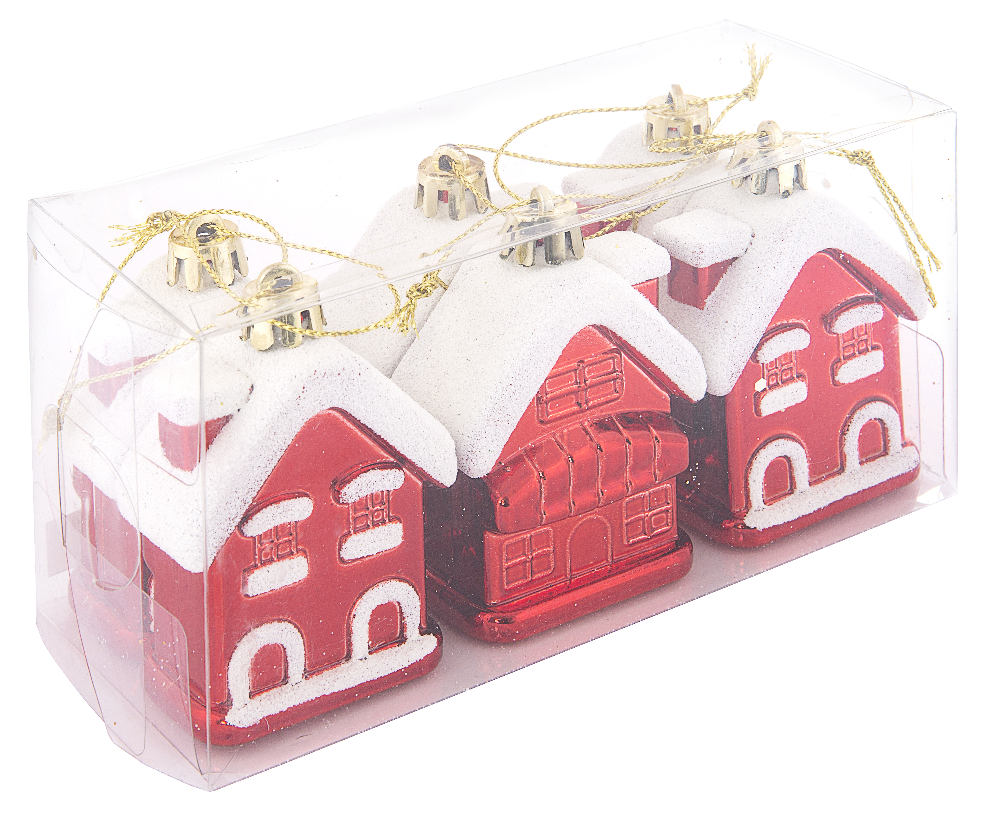 Enfeite casinha 14 cm vermelho e branco (6 unidades) - 5