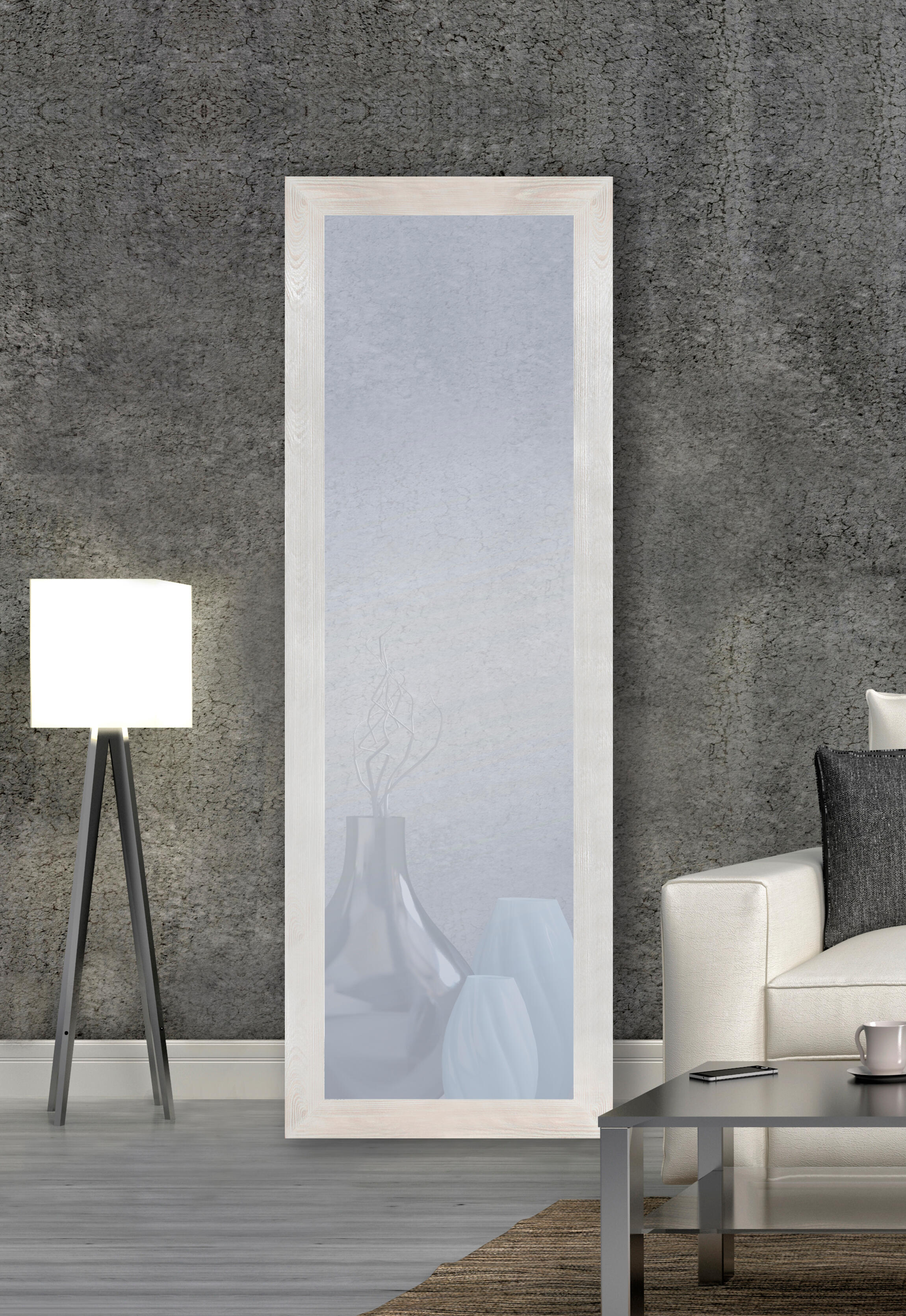 Espejo enmarcado con pie (suelo) rectangular Pierre MDF blanco mate GAD GONZALEZ ARTE Y DECORACIÓN de 49.5x149.49 cm - 10
