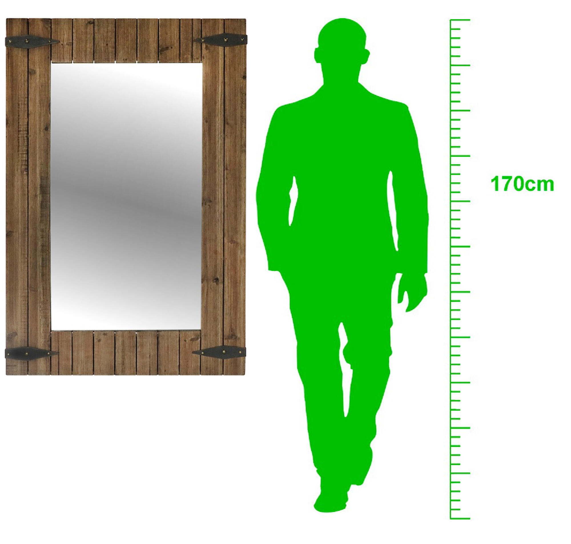 Espejo enmarcado rectangular rustic nogal oscuro 80 x120 cm