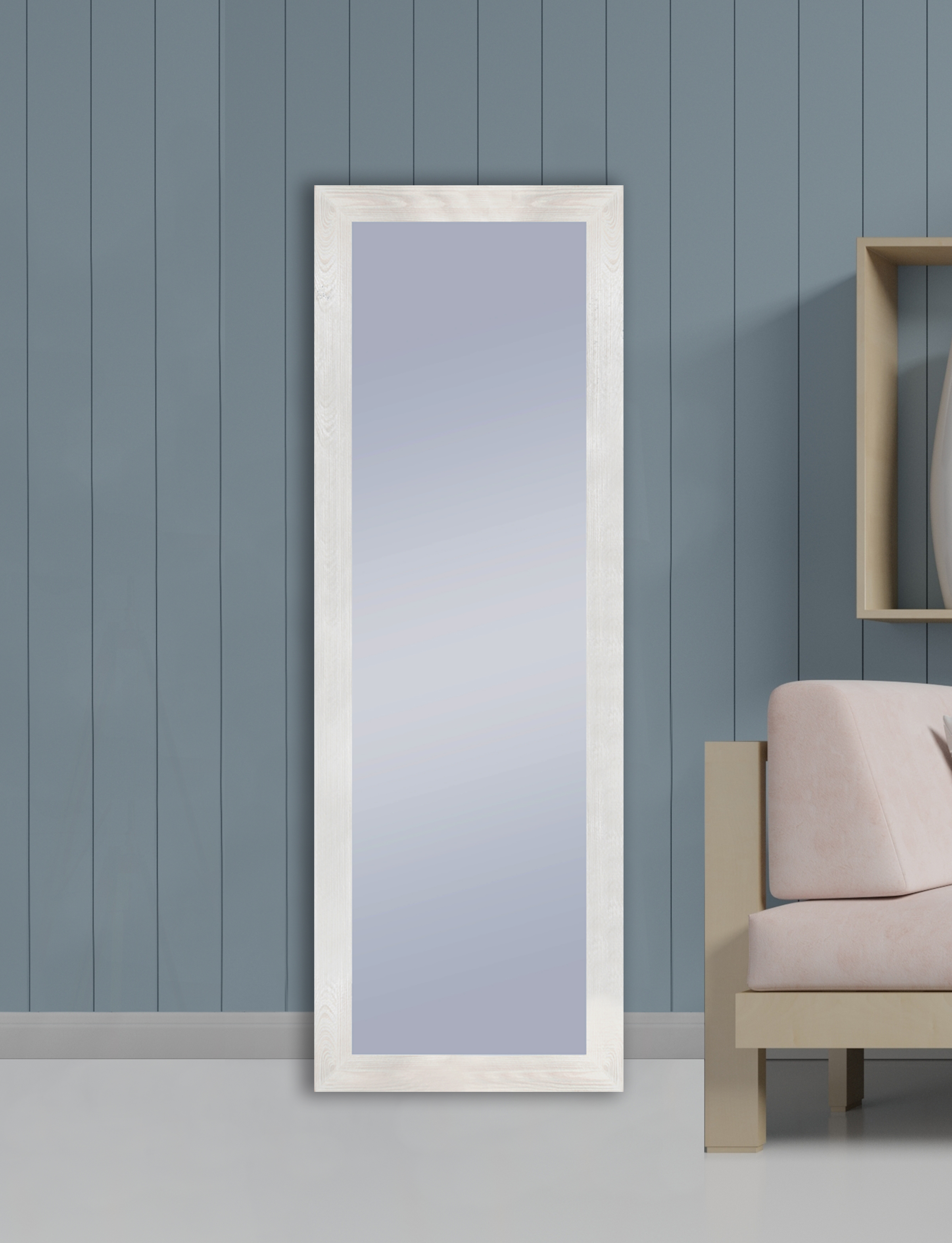 Espejo enmarcado con pie (suelo) rectangular Pierre MDF blanco mate GAD GONZALEZ ARTE Y DECORACIÓN de 49.5x149.49 cm - 9