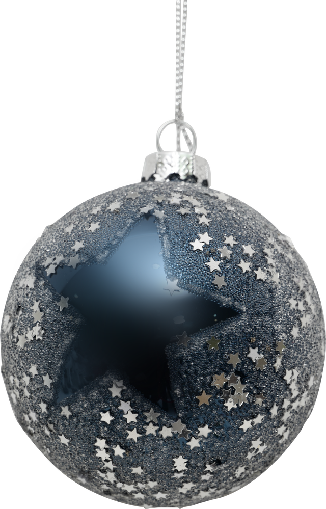 Bola de natal estrela vidro ⌀8 cm azul e prateado