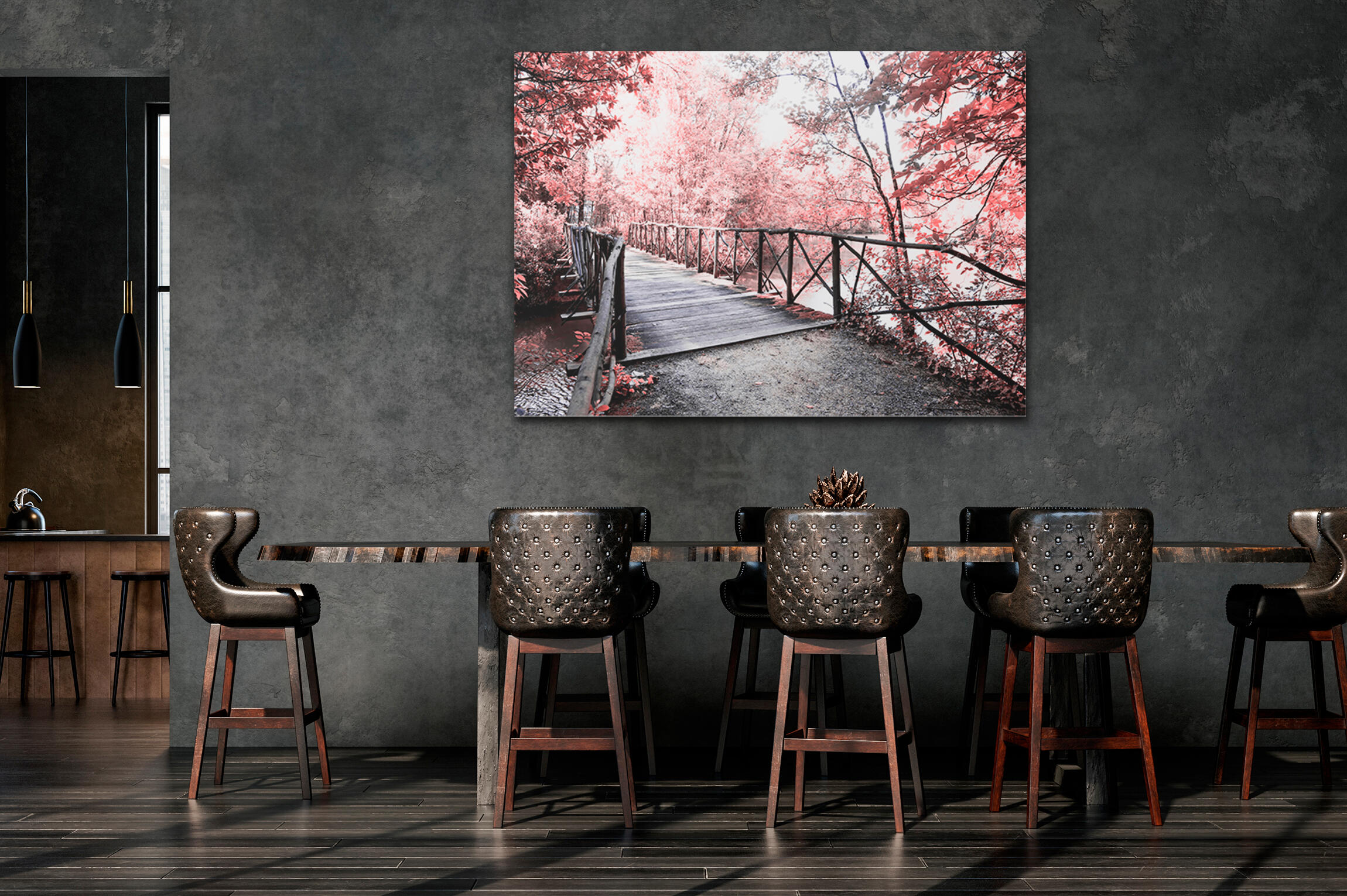 Pintura impresa sin marco urban city rectangular de 140 x 100 cm. mdf paisajes pasteles cálidos