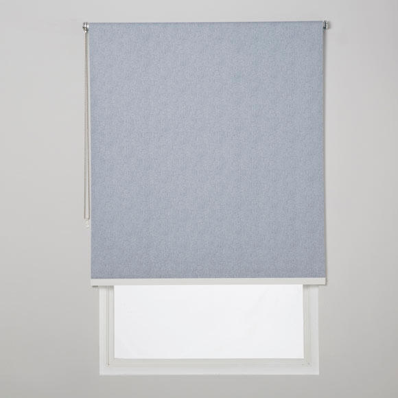 Estor enrollable opaco con cadena caleta poliéster liso azul de 154x230cm