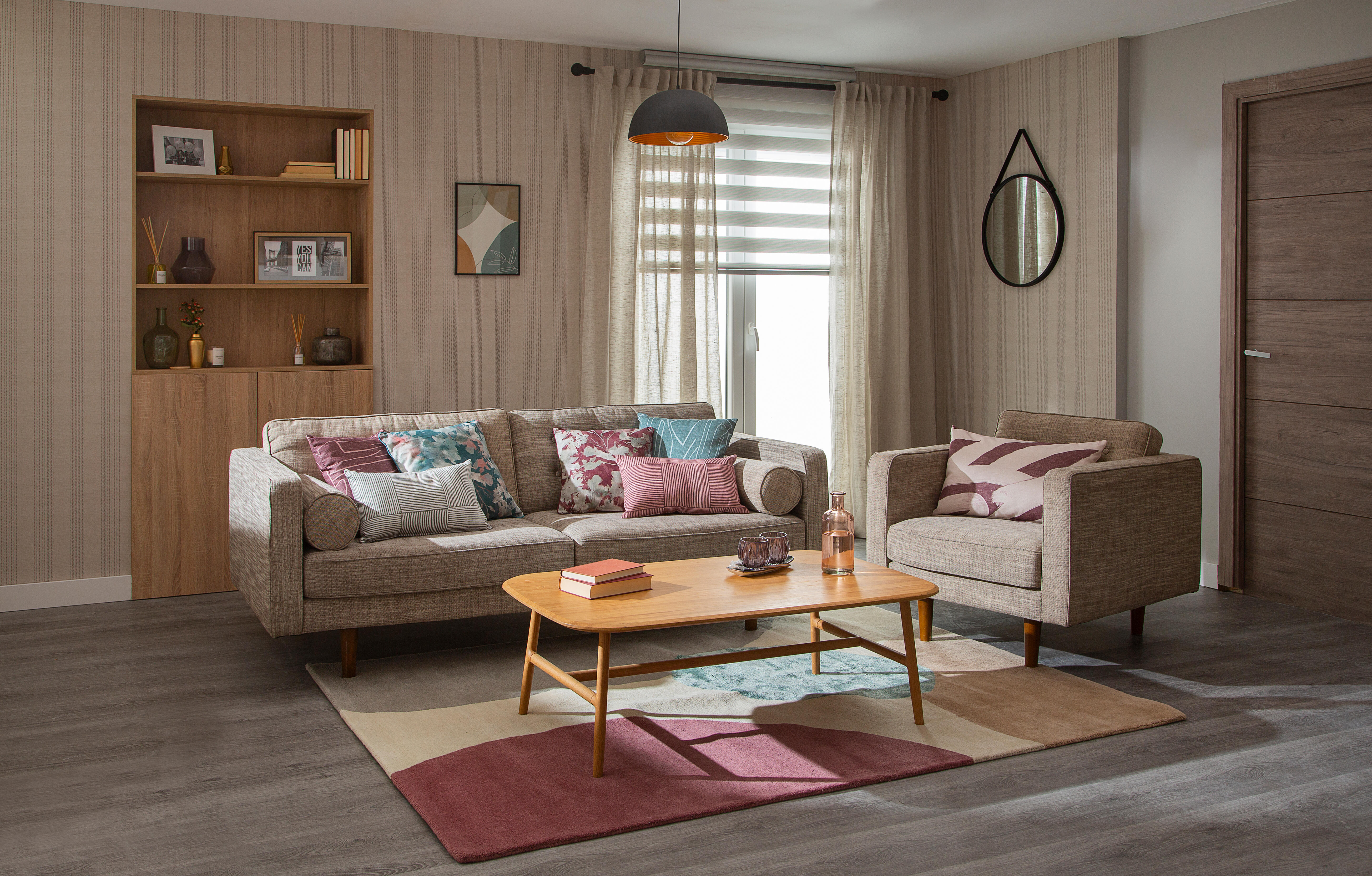 Estor enrollable noche/día  con cadena Top N&D poliéster con líneas blanco  de 90x250cm - 10