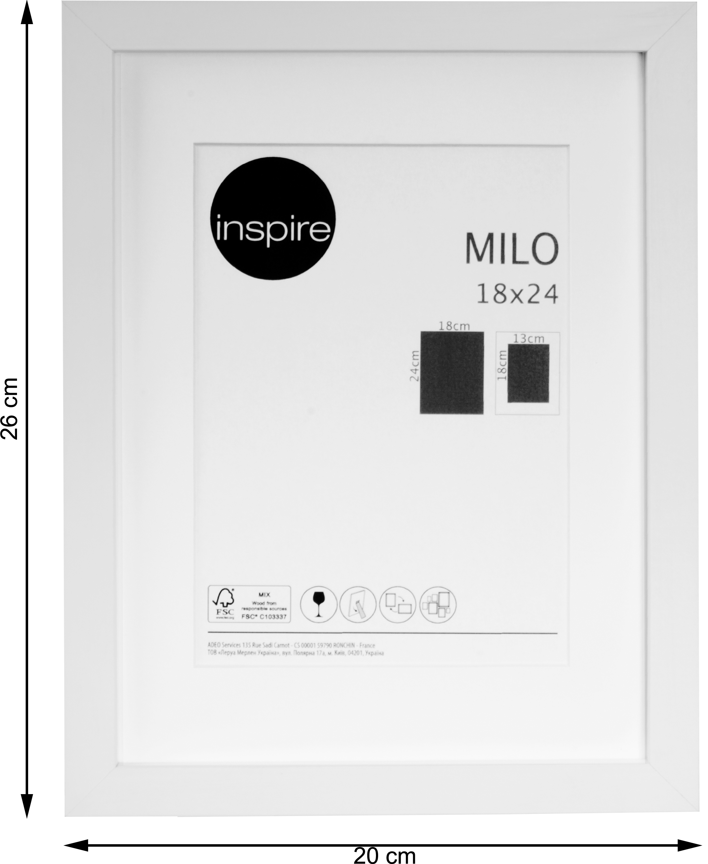 Moldura Milo 18x24 cm branco INSPIRE - 2