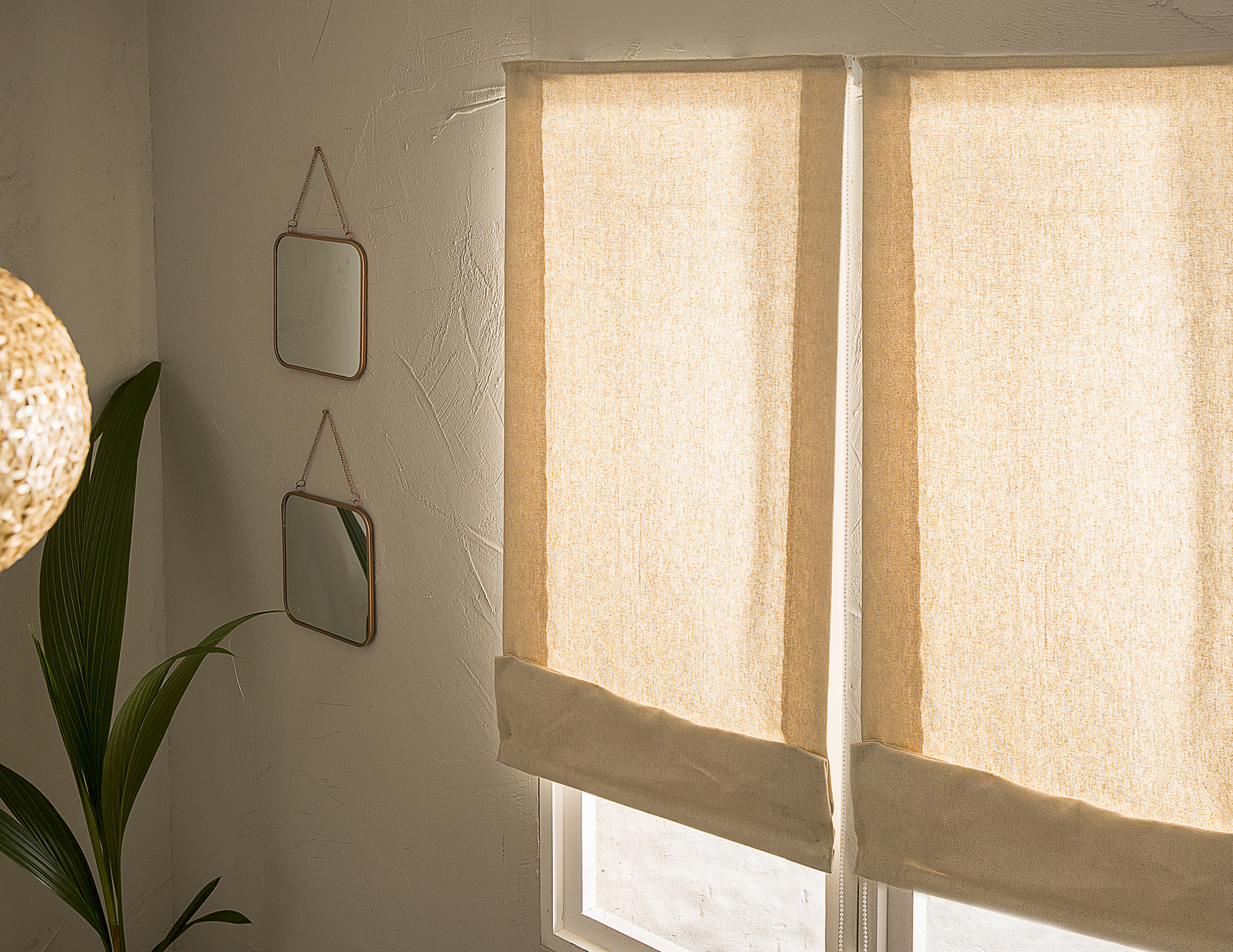 Estor plegable paqueto yute natural beige de 105x250 cm