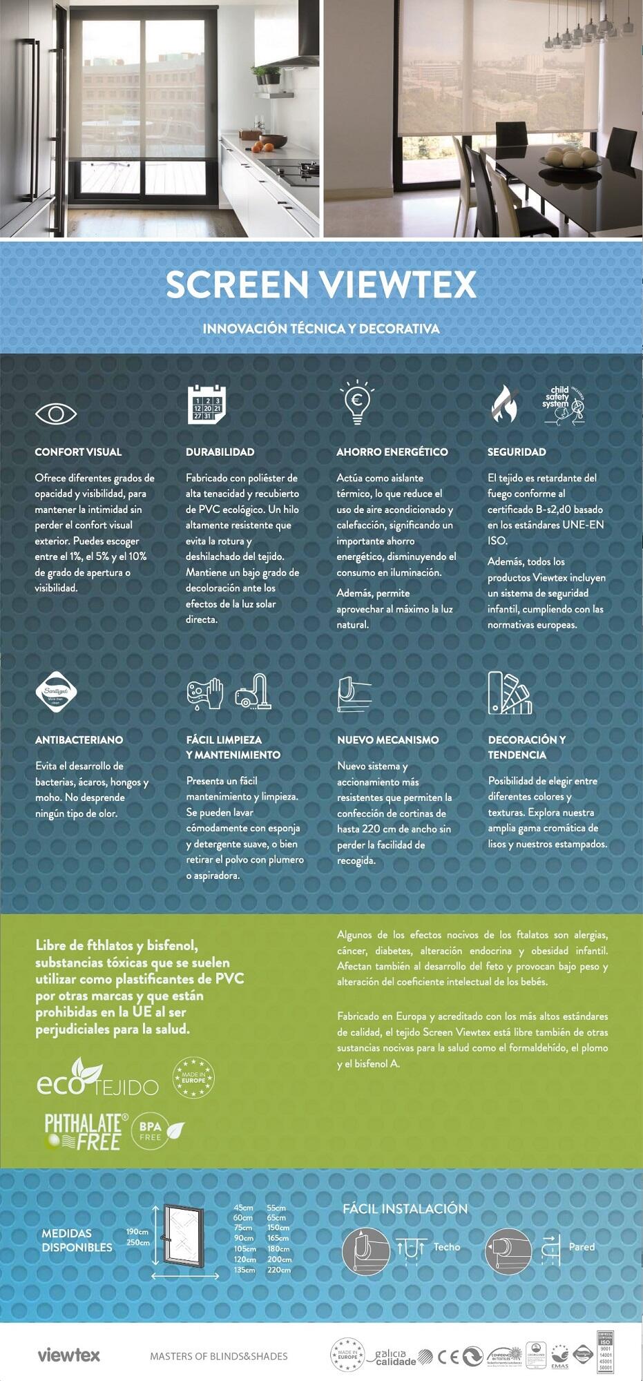 Estore de rolo screen VTX  1% 150 x 250 cm linho branco - 7