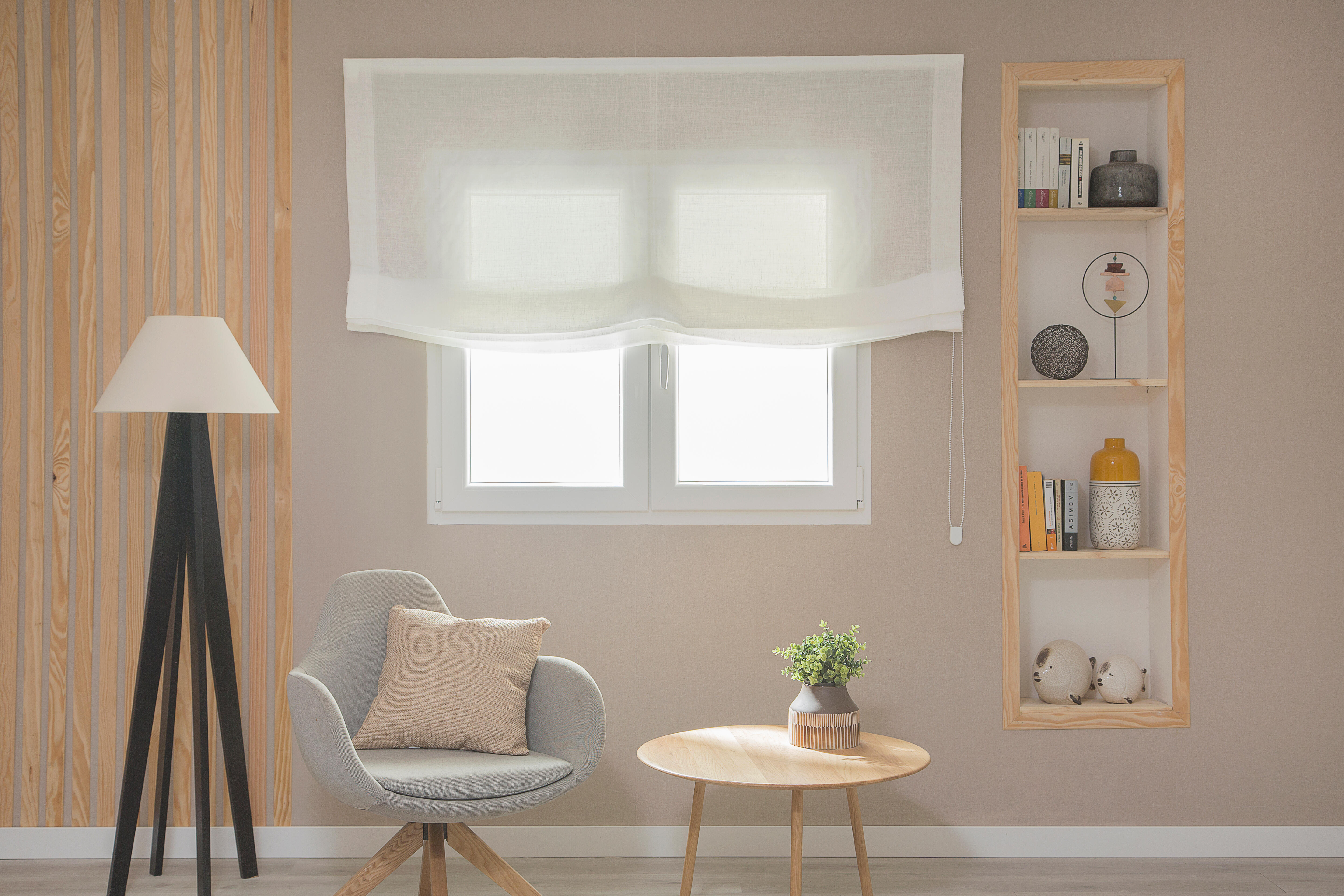 Estor plegable paquetto semi-transparente Forum 165x175 cm poliéster liso blanco con cadena - 11