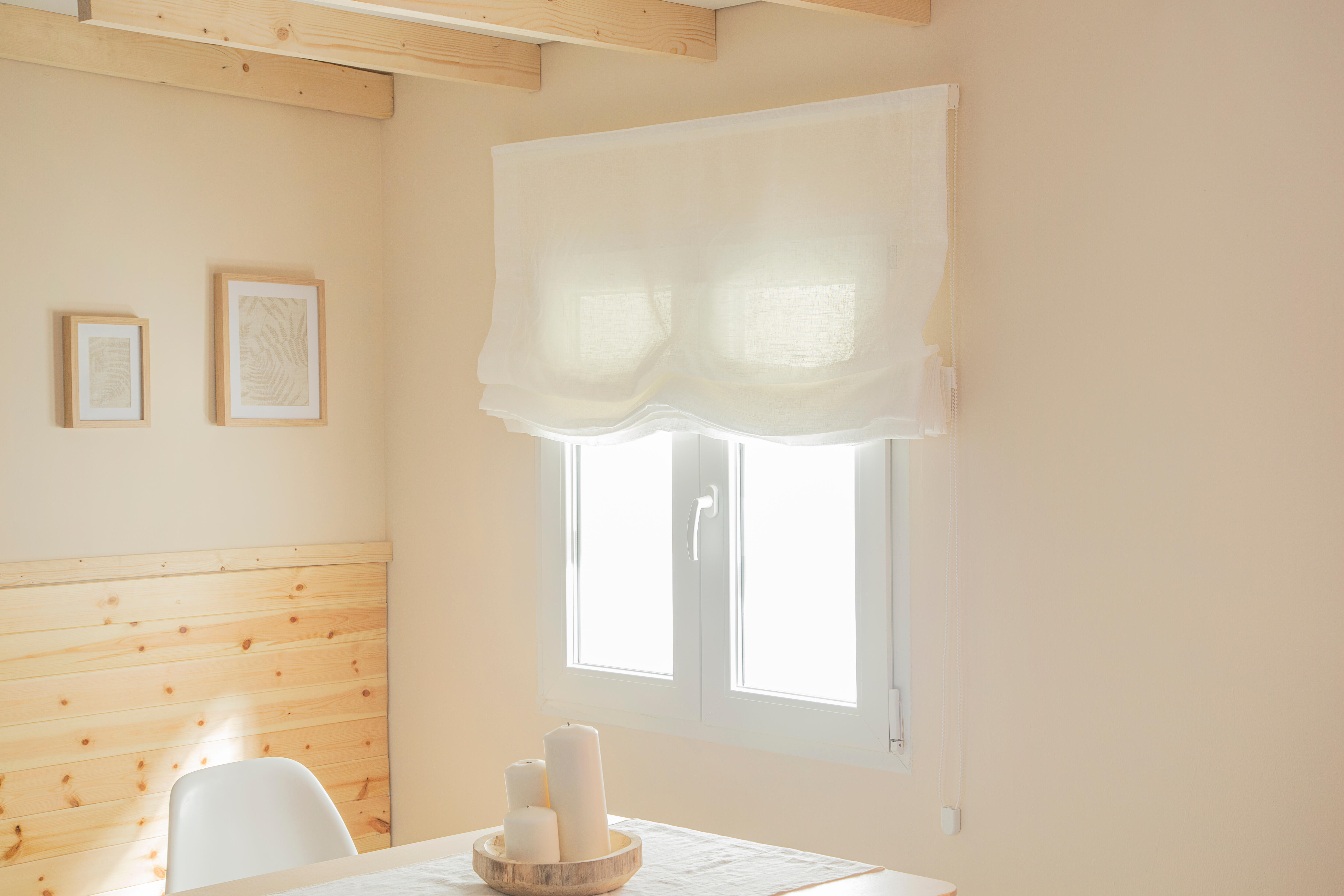 Estor plegable paquetto semi-transparente Forum 105x175 cm poliéster liso blanco con cadena - 7