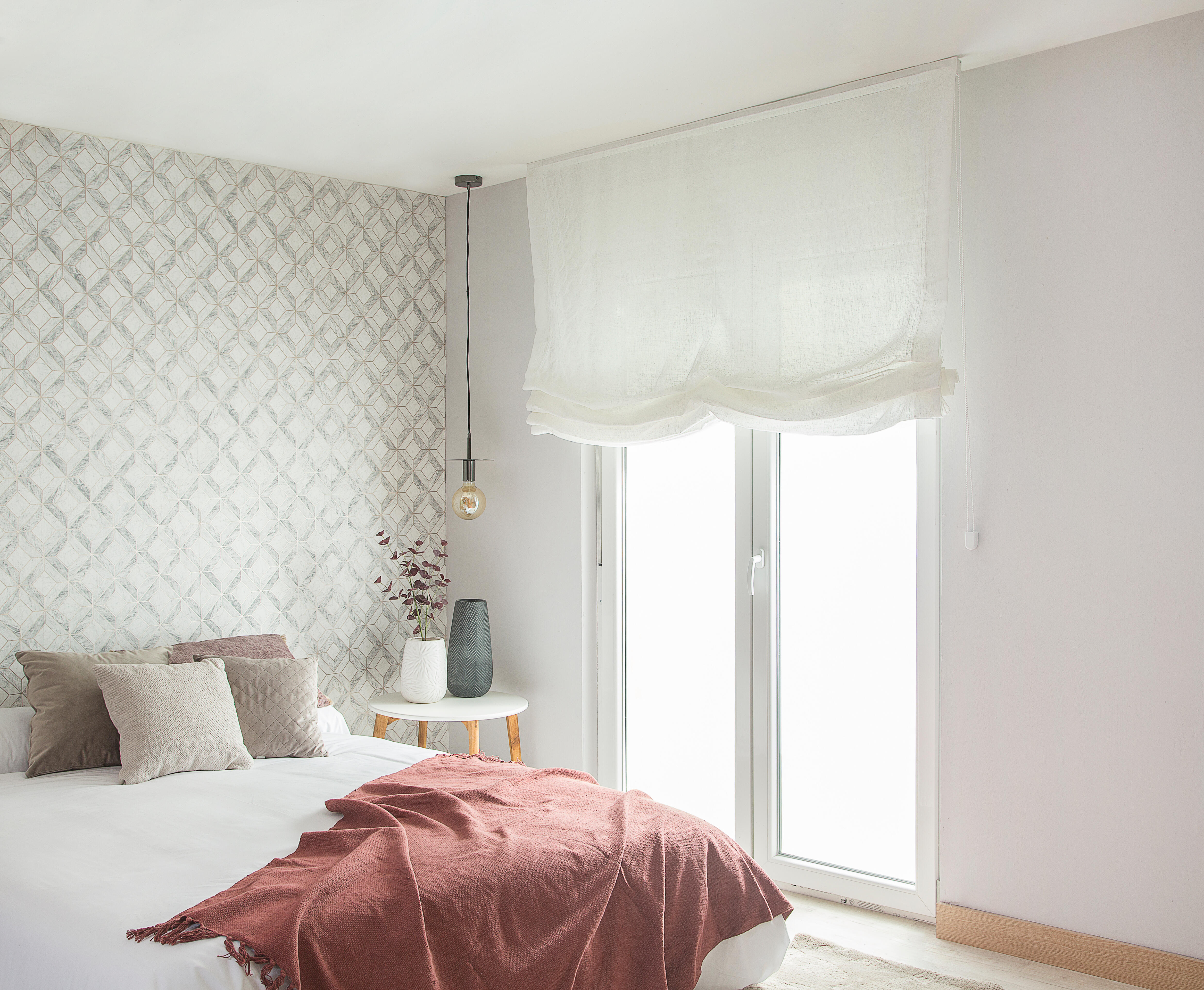 Estor plegable paquetto semi-transparente Forum 165x250 cm poliéster liso blanco con cadena - 12