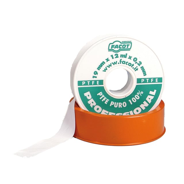Nastro teflon Politetrafluoroetilene (PTFE Teflon) FACOT NASTRO PTFE PROF H 19mmx12 m Sp 0,2mm 0.019 x 12 x Sp 0.2 mm
