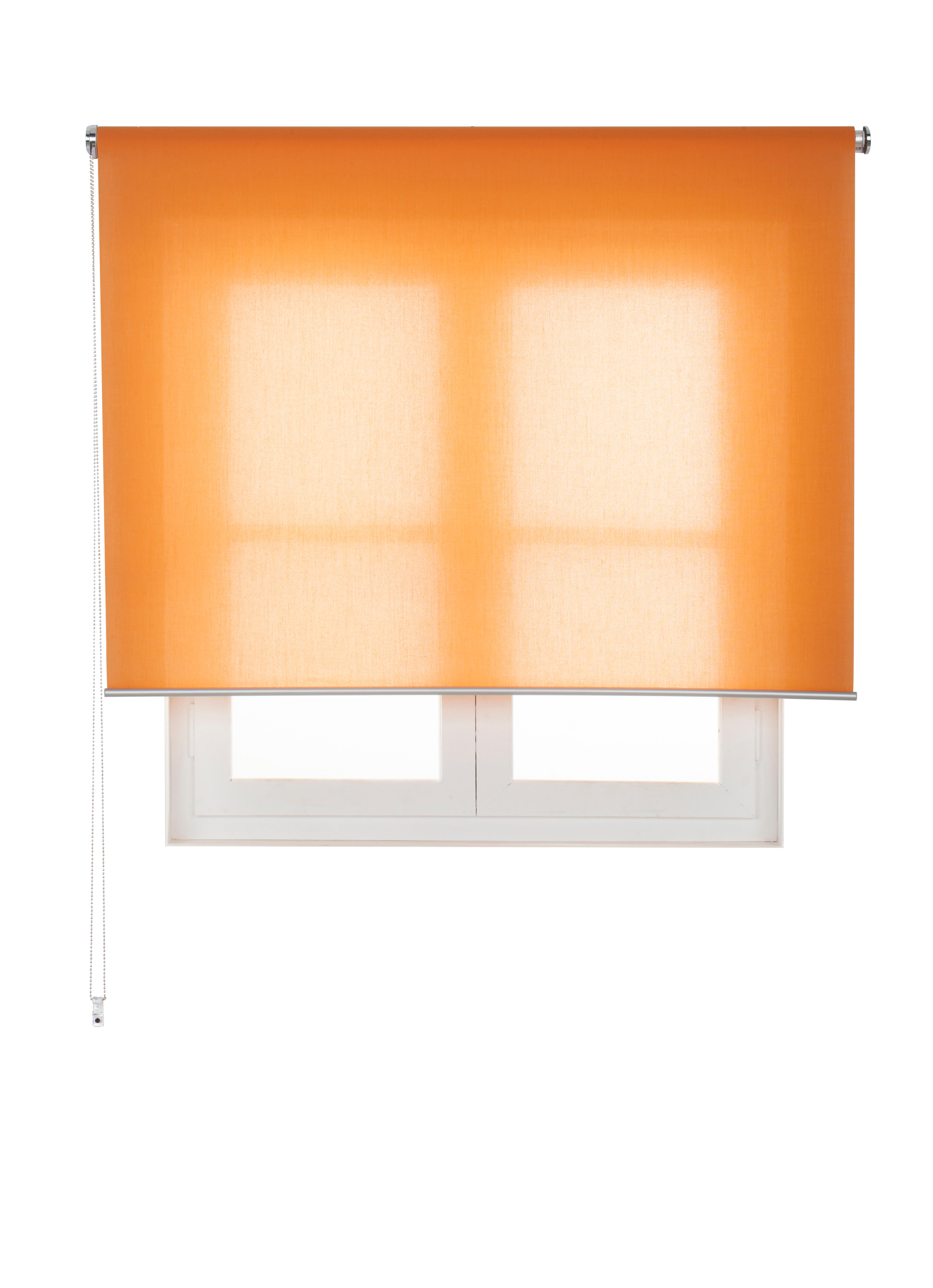Estor enrollable translúcido con cadena miranda poliéster liso naranja de 124x250cm