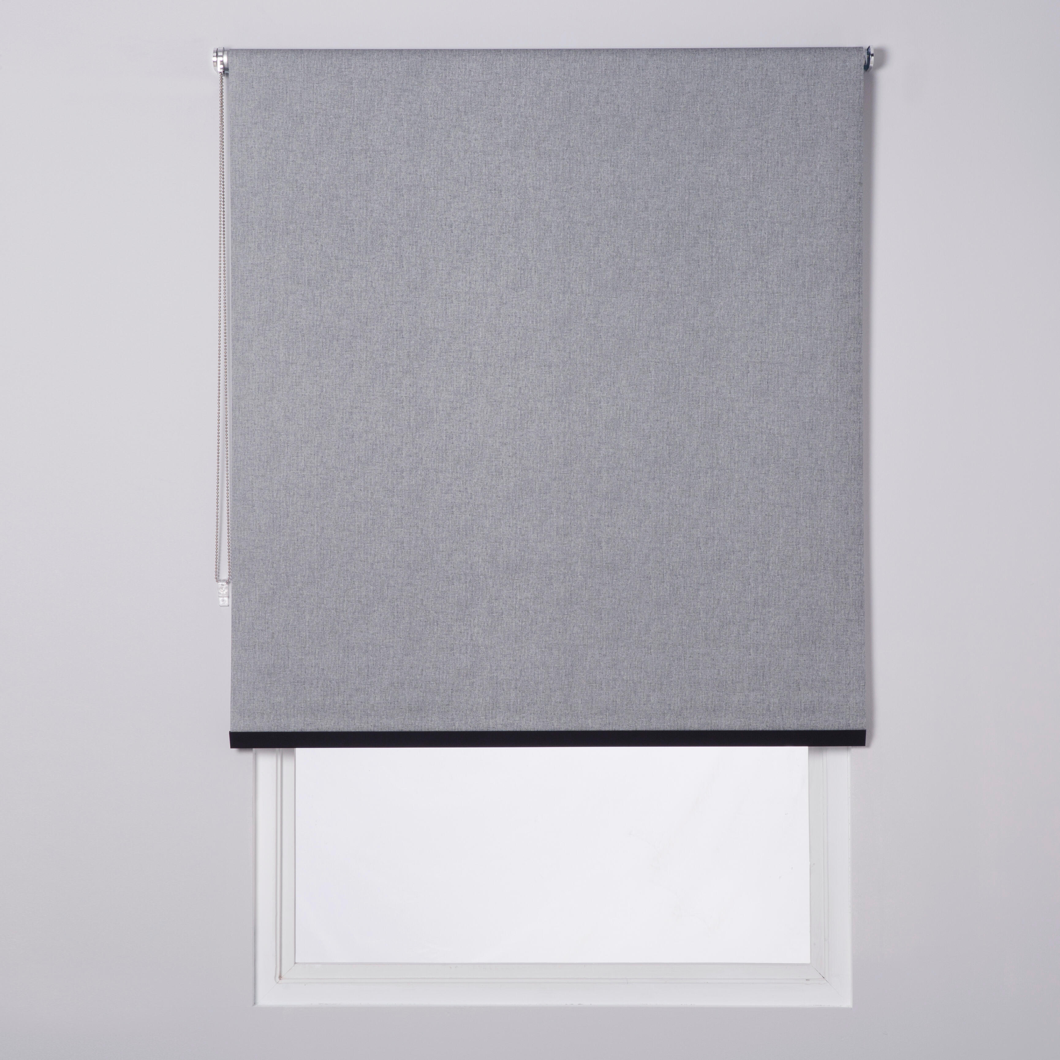 Estor enrollable opaco con cadena caleta poliéster liso gris piedra de 154x230cm