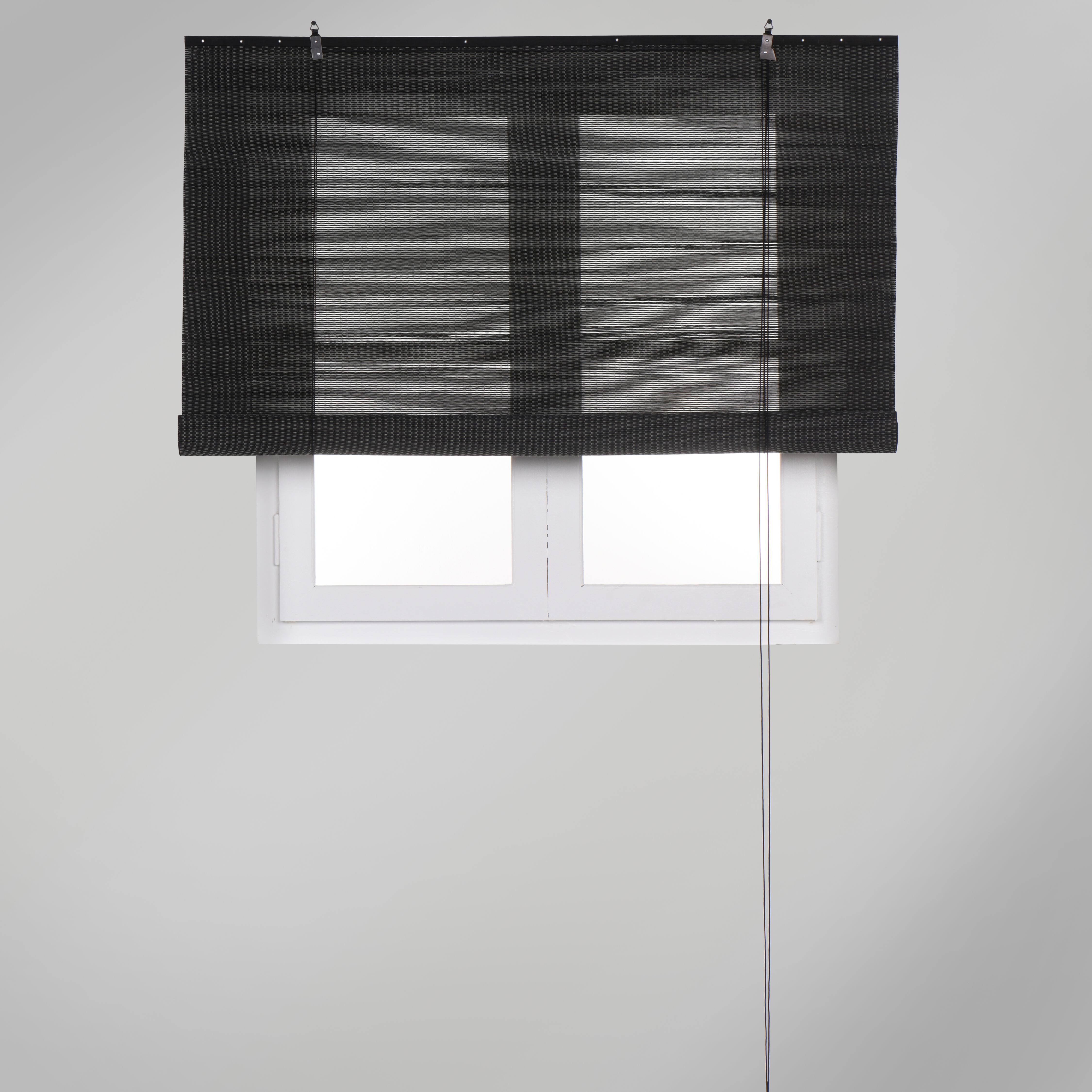 Estor enrollable de bambú caños negro de 165x220cm