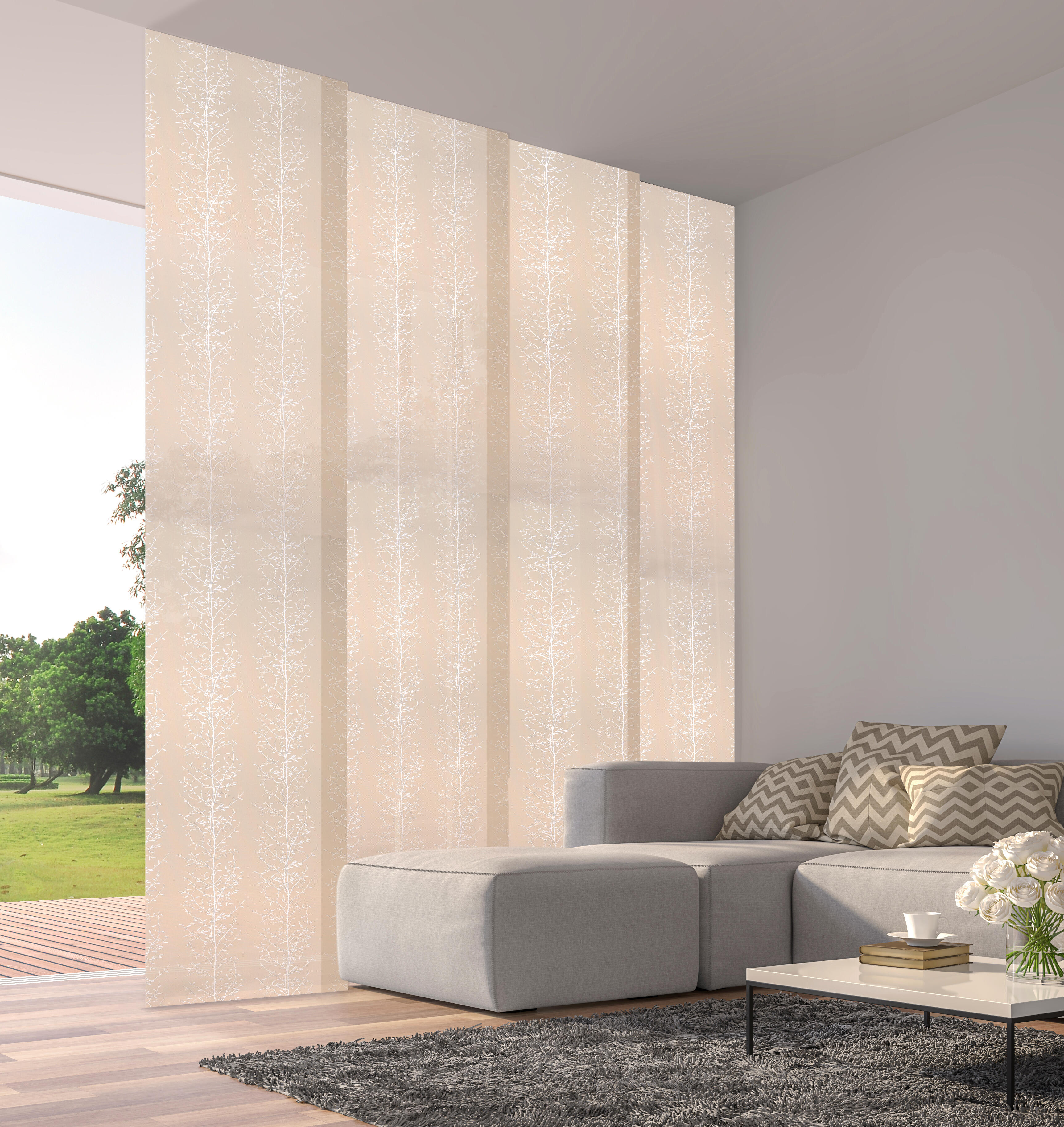 Panel japonés screen ramas beige 50 x 270 cm