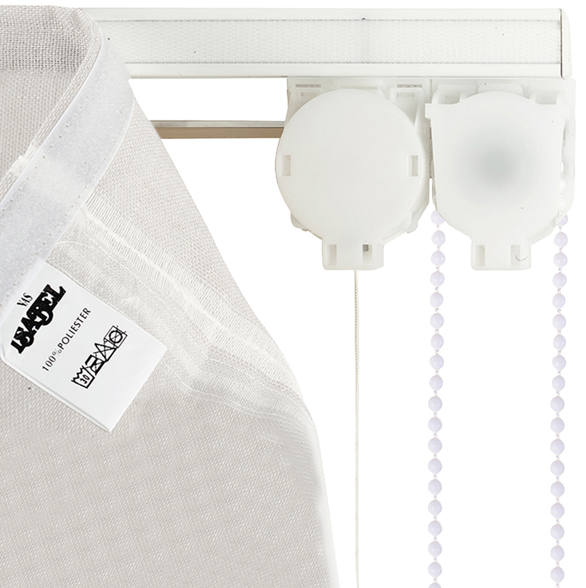 Estor plegable paquetto semi-transparente Bolonia 165x165 cm poliéster rayas blanco con cadena - 6