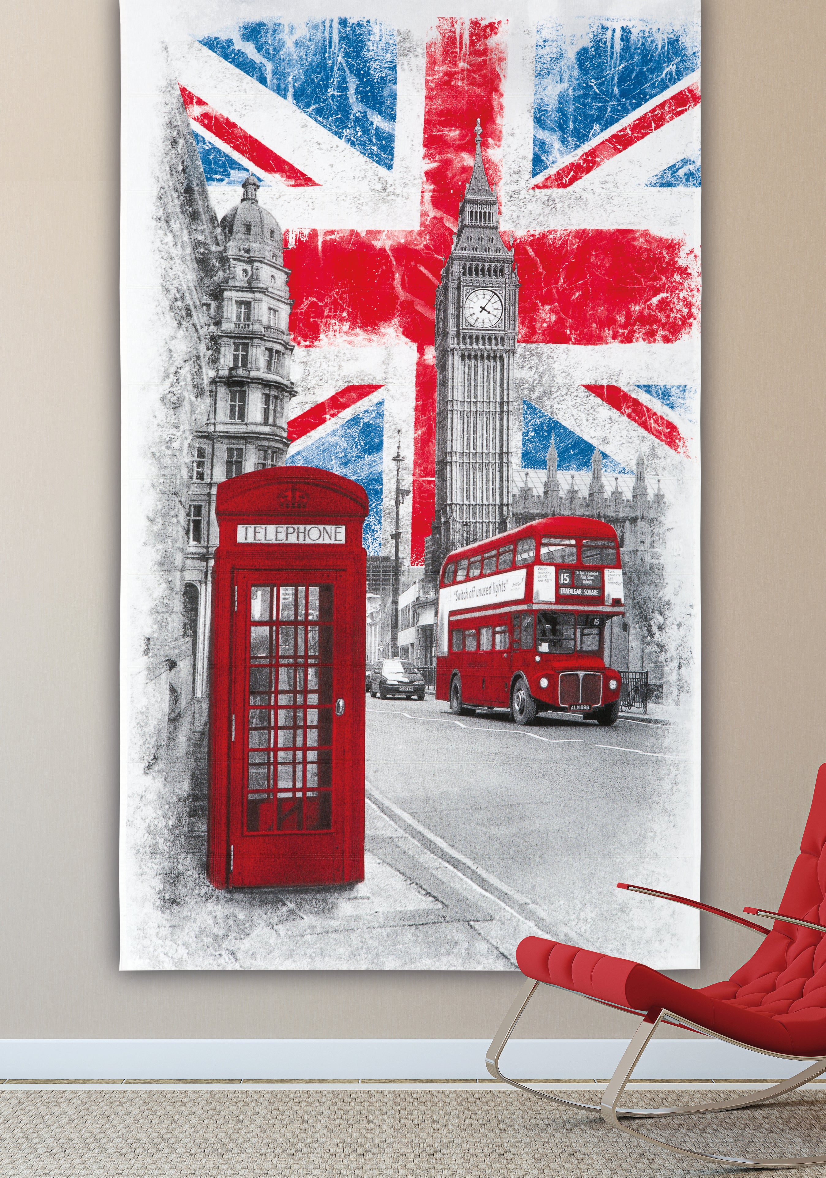 Estor plegable con varillas big ben rojo de 150x250 cm