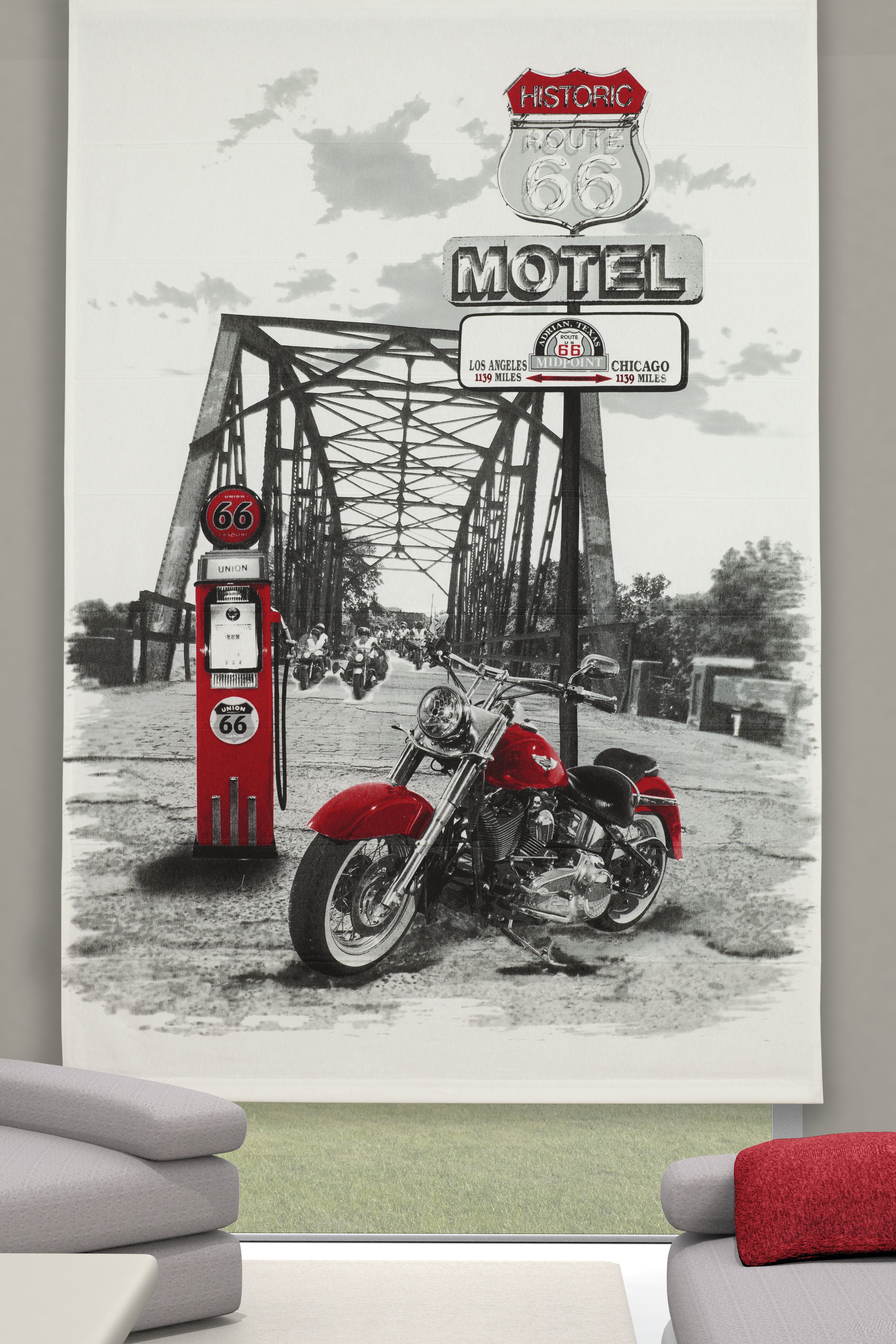 Estor plegable con varillas harley rojo de 120x250 cm