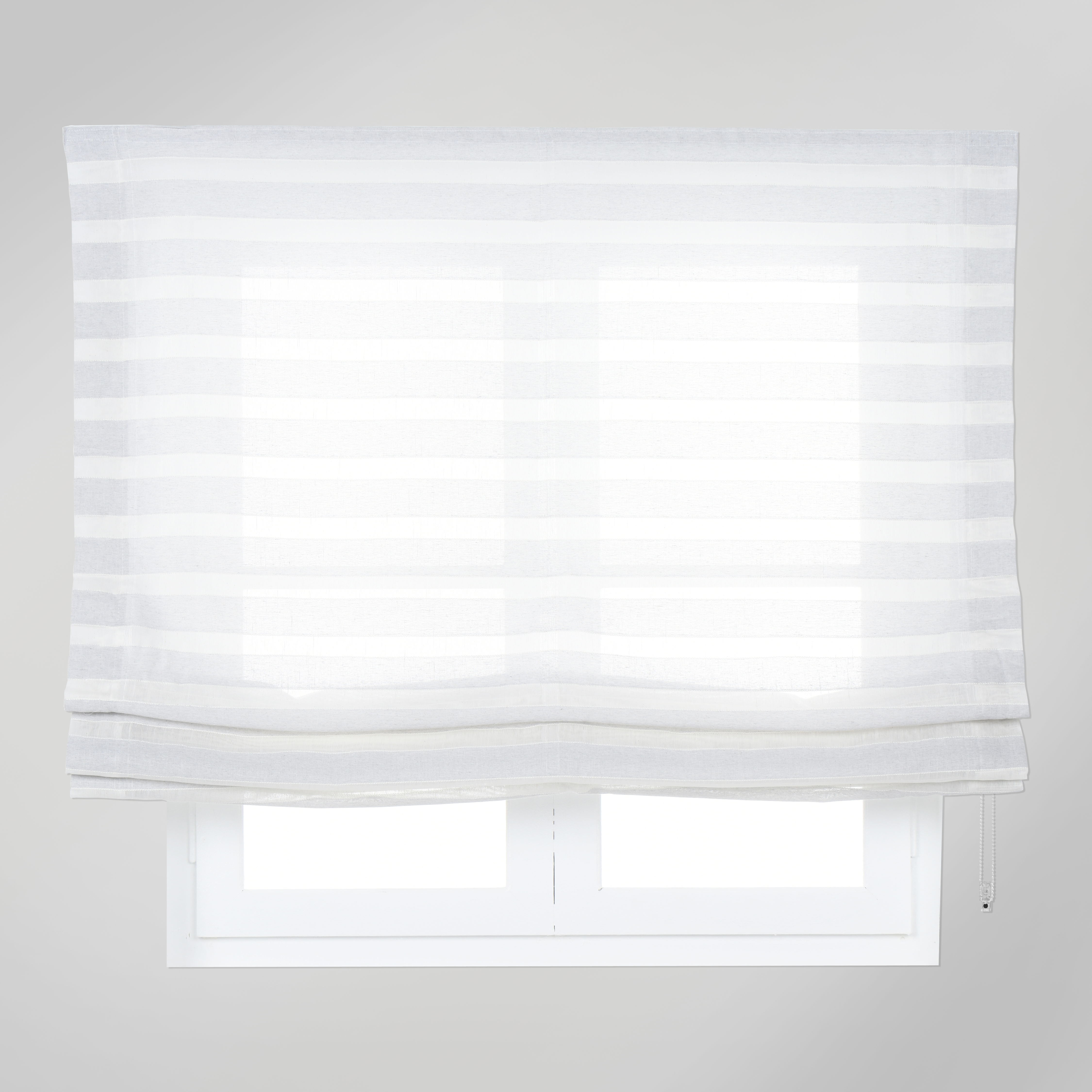 Estor plegable paqueto semi-trasparente con cadena horizontal poliéster rayas gris de 75x175 cm