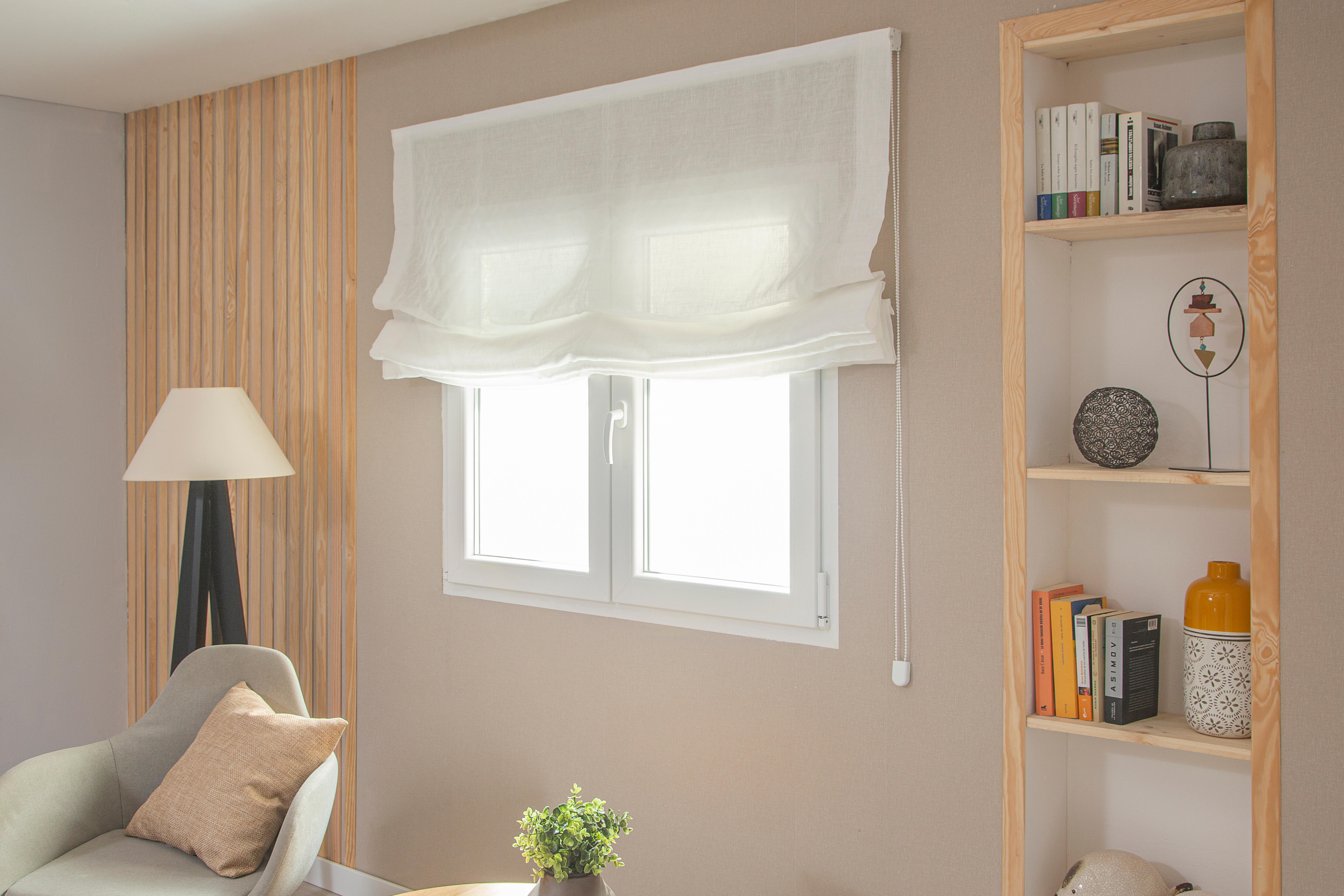 Estor plegable paquetto semi-transparente Forum 150x175 cm poliéster liso blanco con cadena - 5