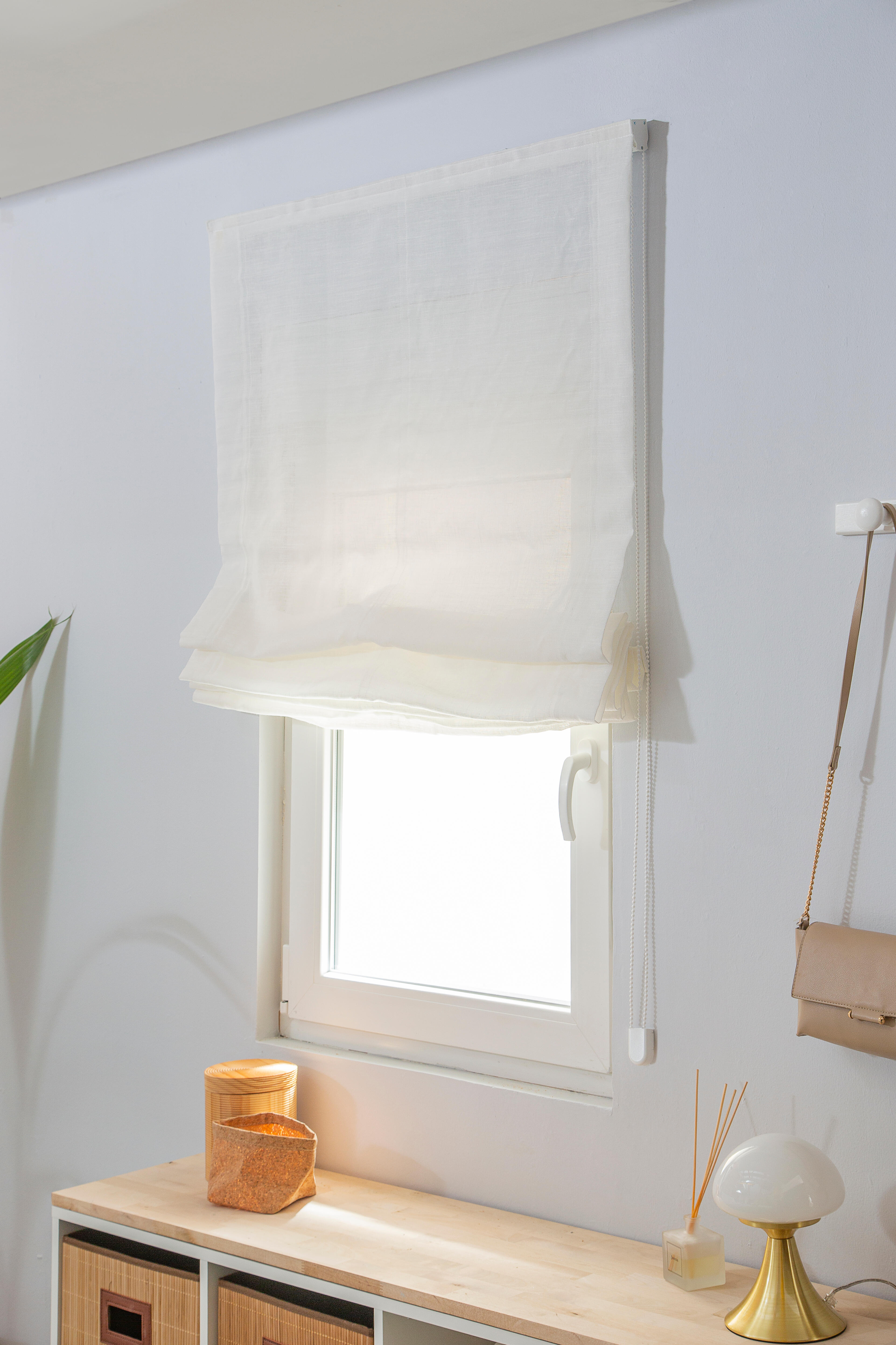 Estor plegable paquetto semi-transparente Forum 90x250 cm poliéster liso blanco con cadena - 11