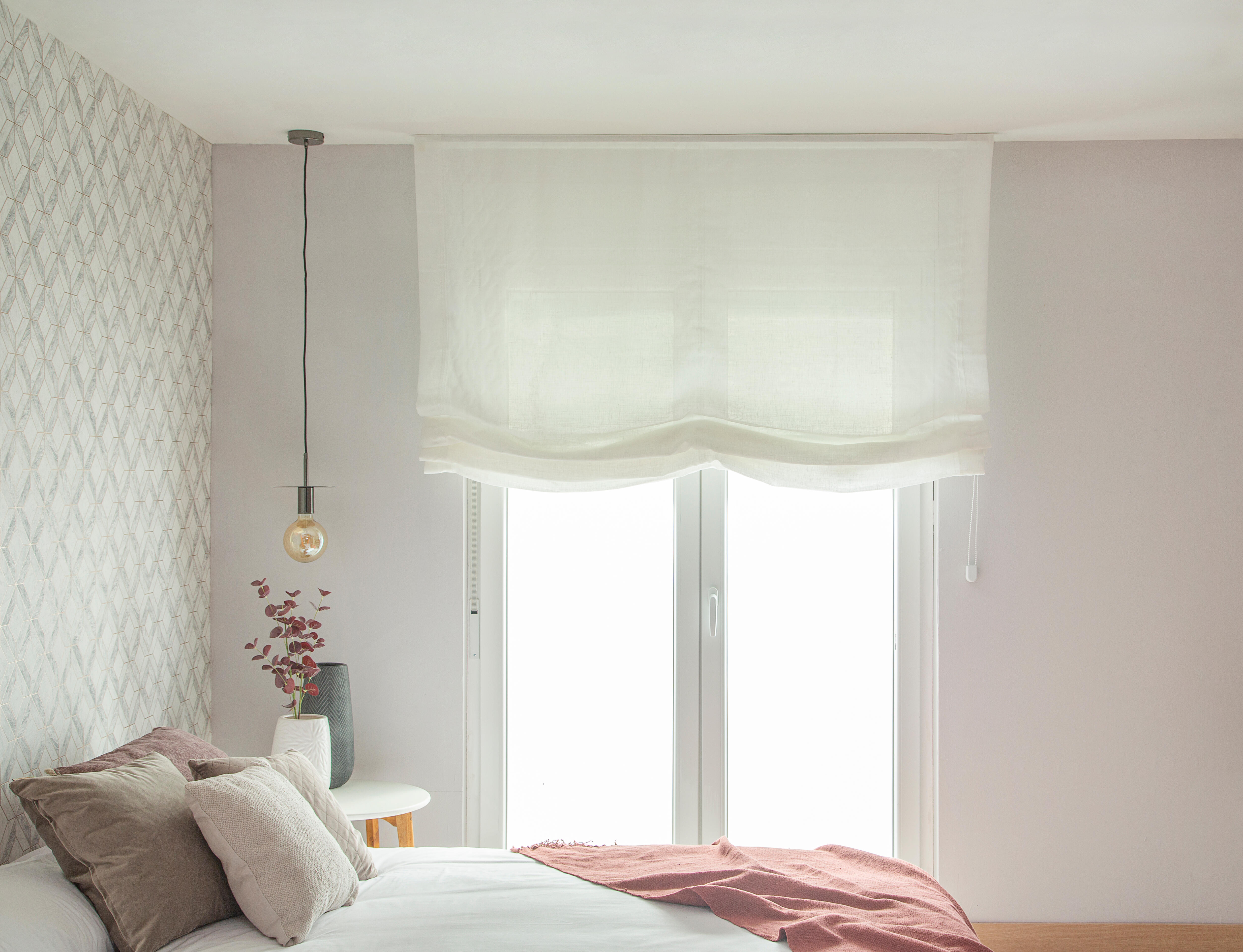 Estor plegable paquetto semi-transparente Forum 165x250 cm poliéster liso blanco con cadena - 11