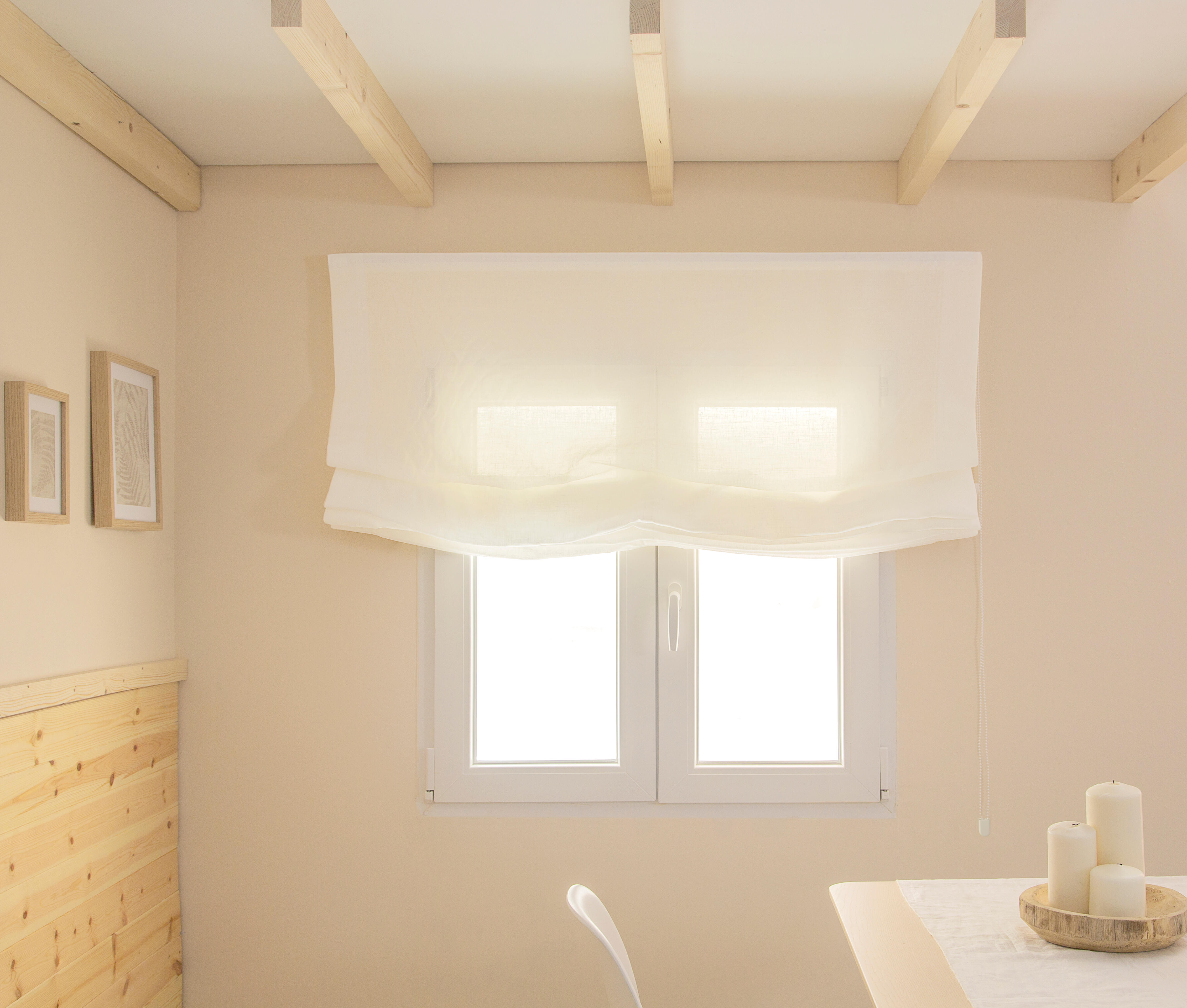 Estor plegable paquetto semi-transparente Forum 135x250 cm poliéster liso blanco con cadena - 4