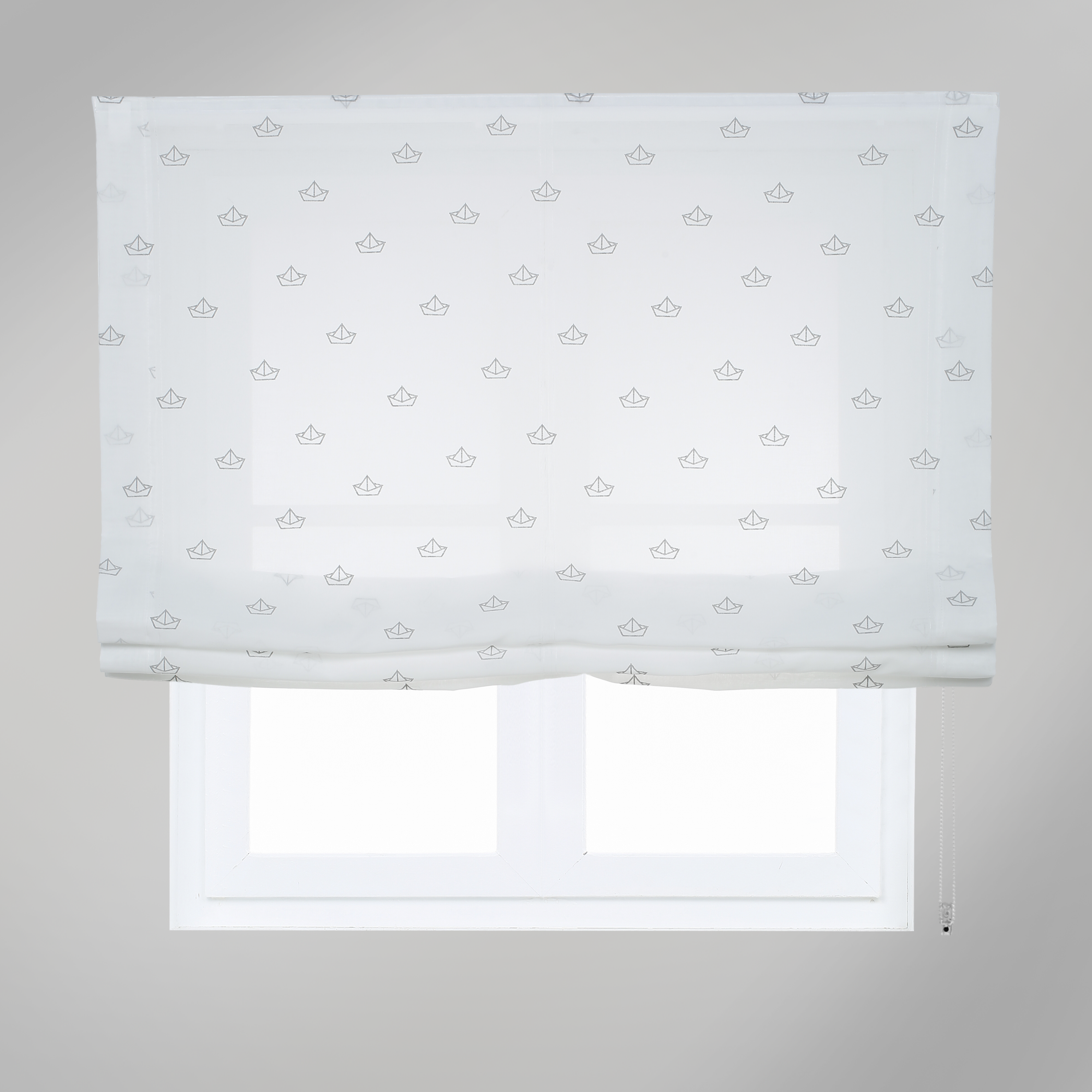 Estor plegable paqueto semi-trasparente con cadena barcos poliéster barco blanco de 135x250 cm