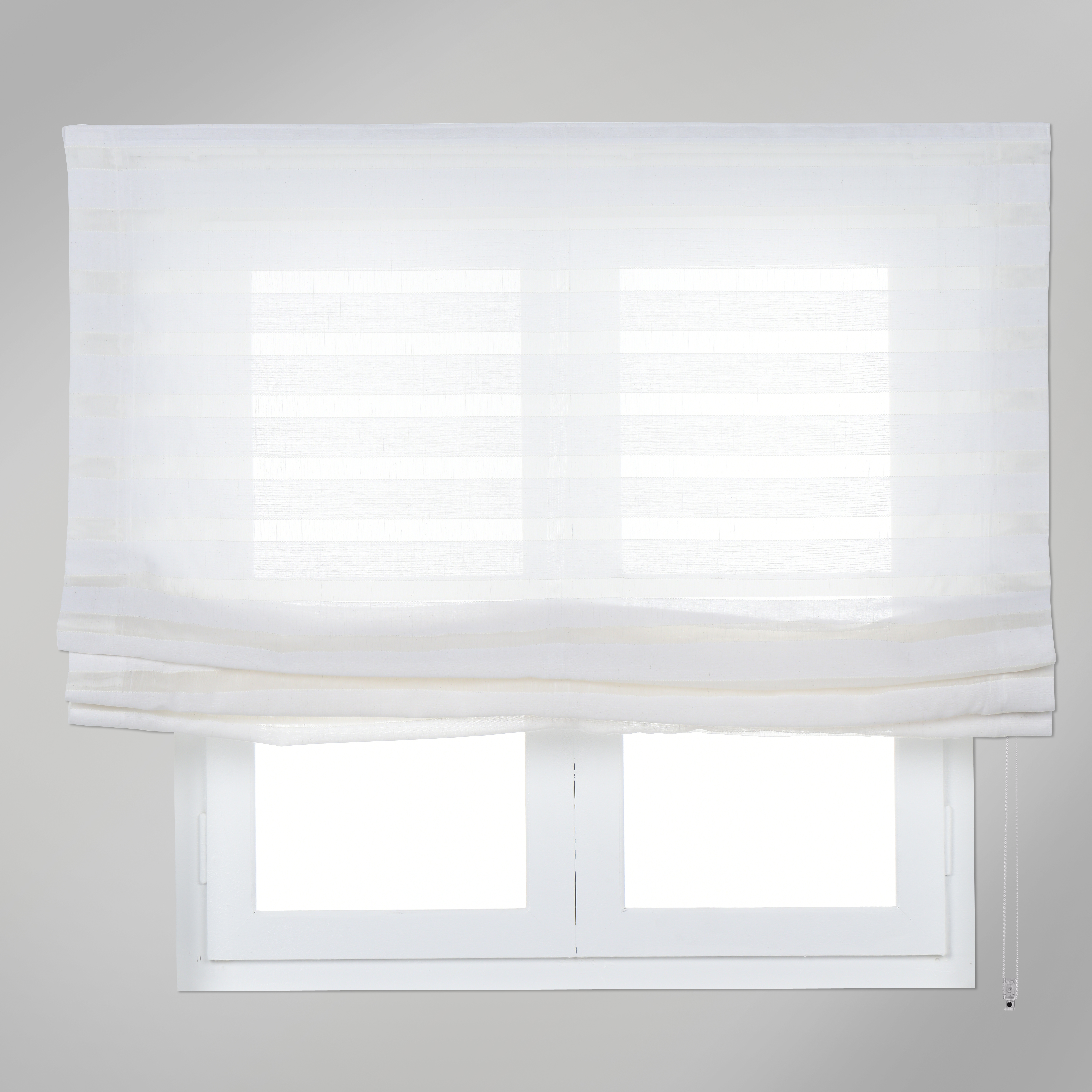 Estor plegable paqueto semi-trasparente con cadena horizontal poliéster rayas blanco de 75x175 cm