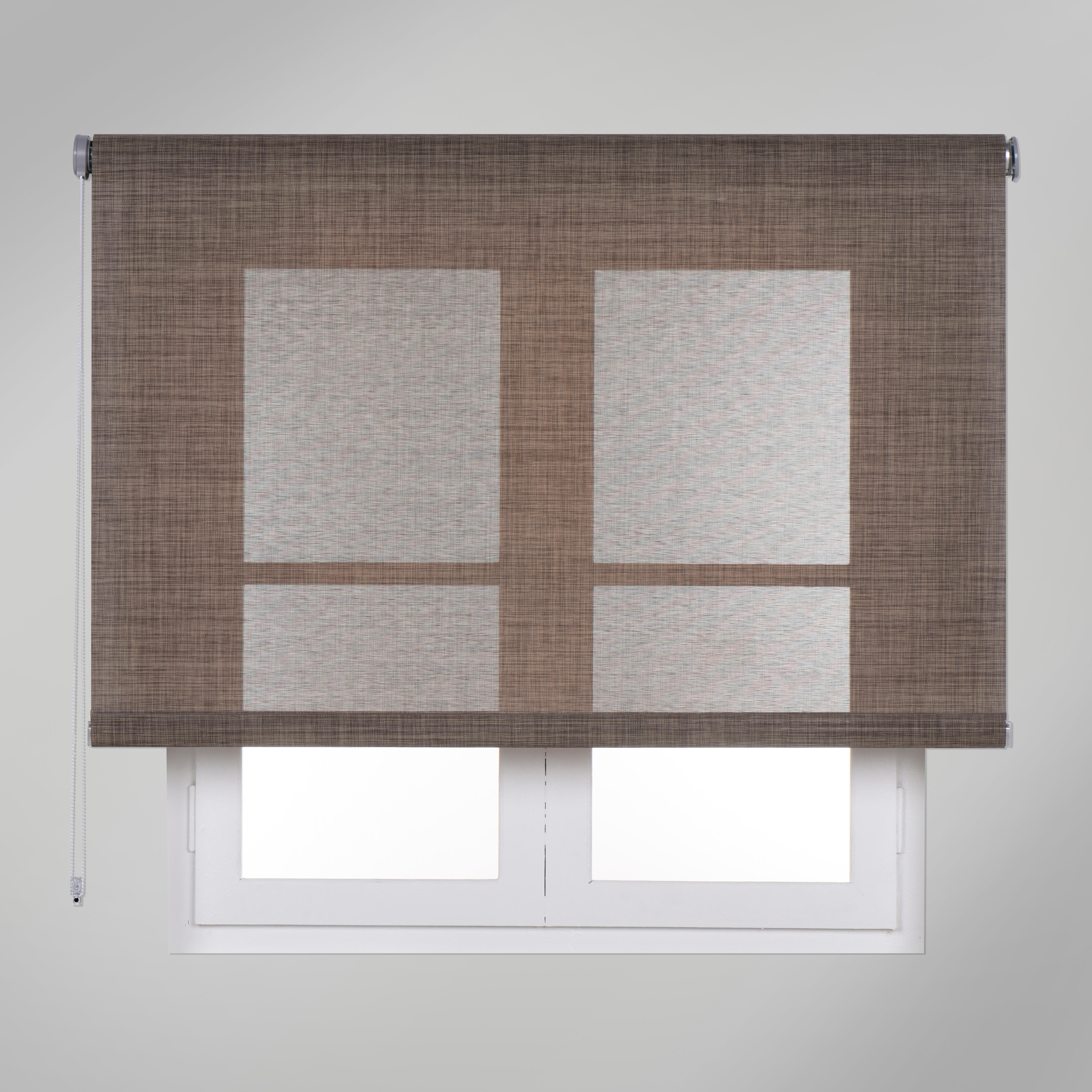 Estor enrollable screen 5% térmico con cadena screen texture pvc liso marrón de 200x250cm
