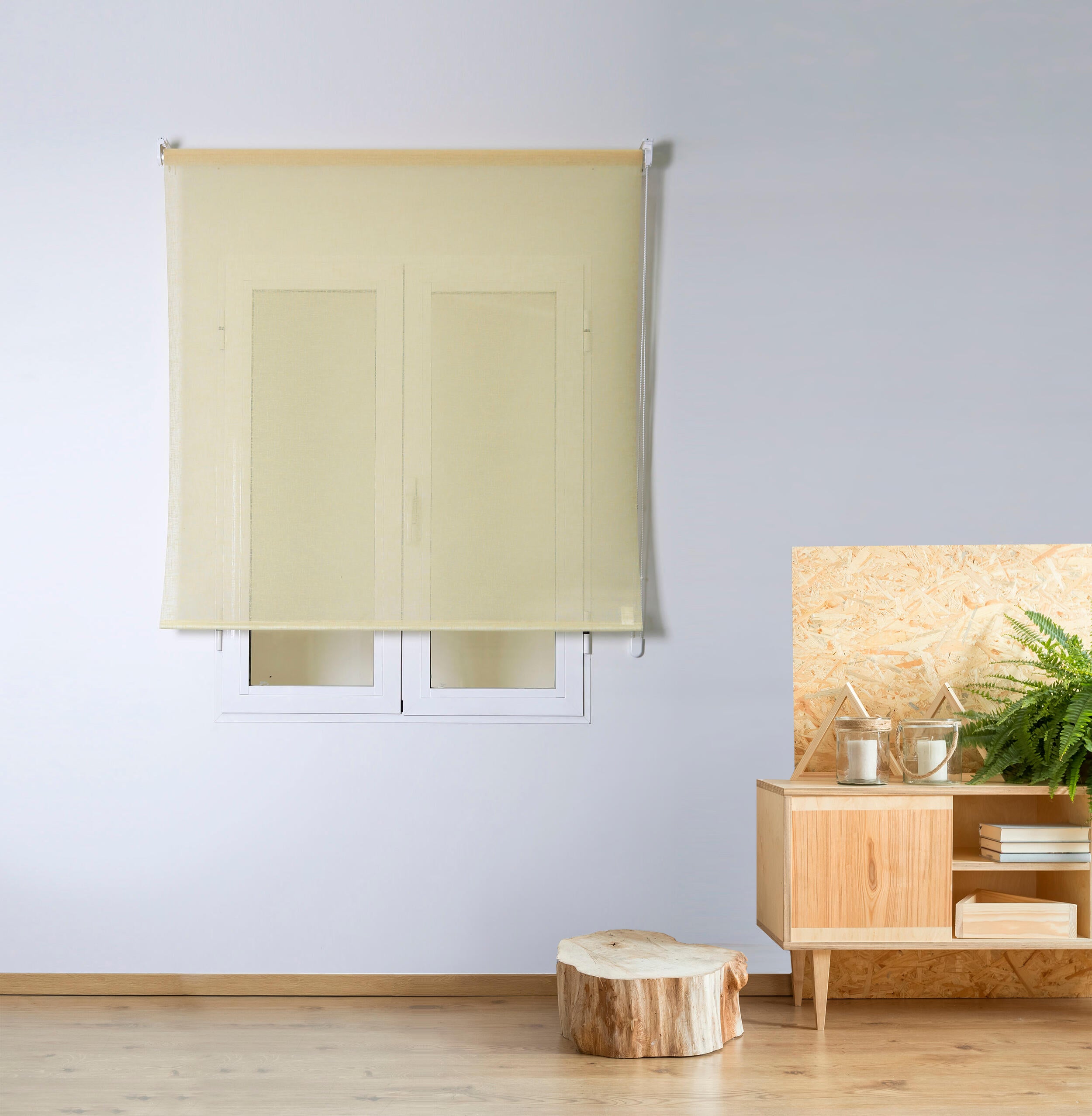 Estor enrollable translúcido rustipol amarillo de 90x250cm