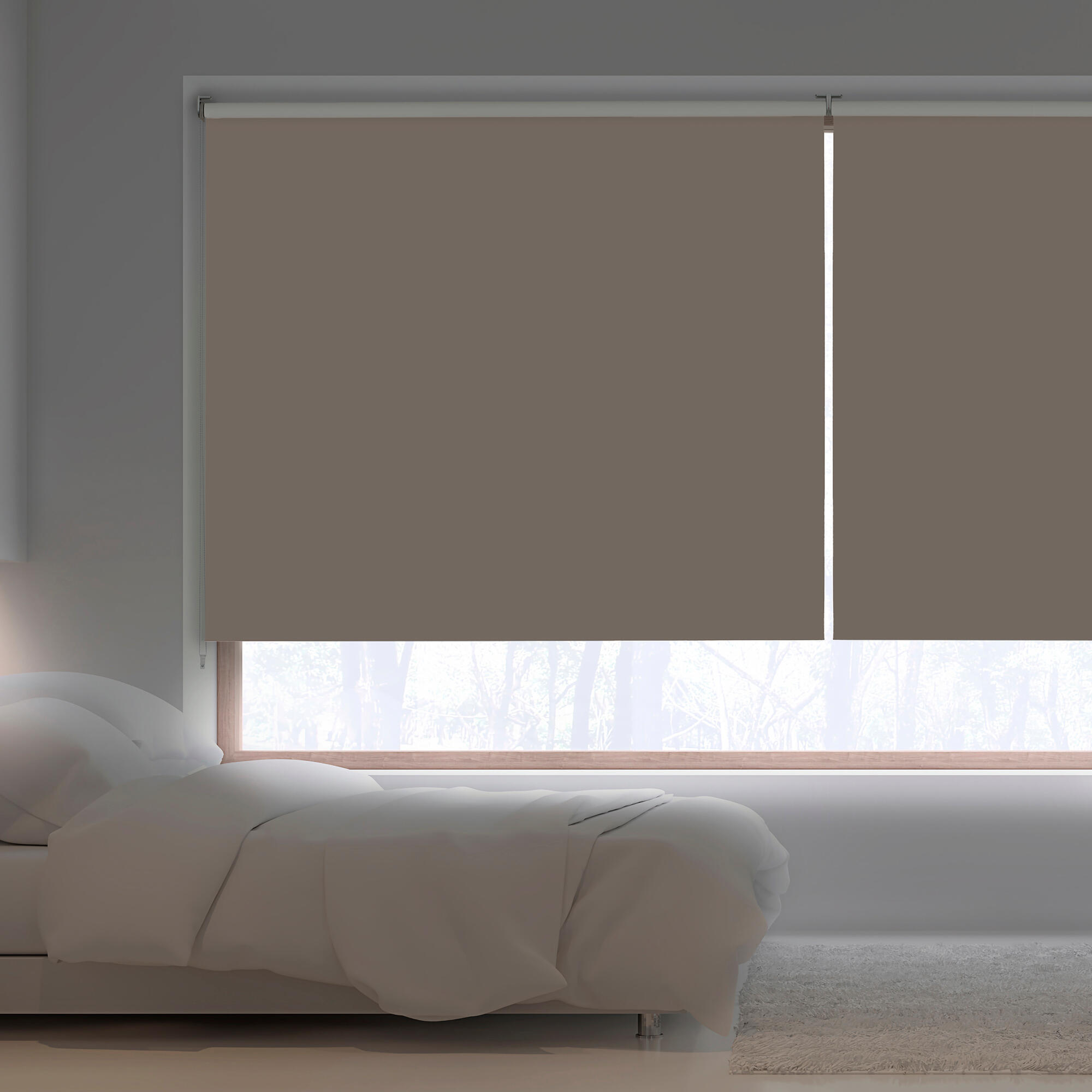 Estor enrollable opaco térmico con cadena black out solpor poliéster liso marrón de 180x250cm