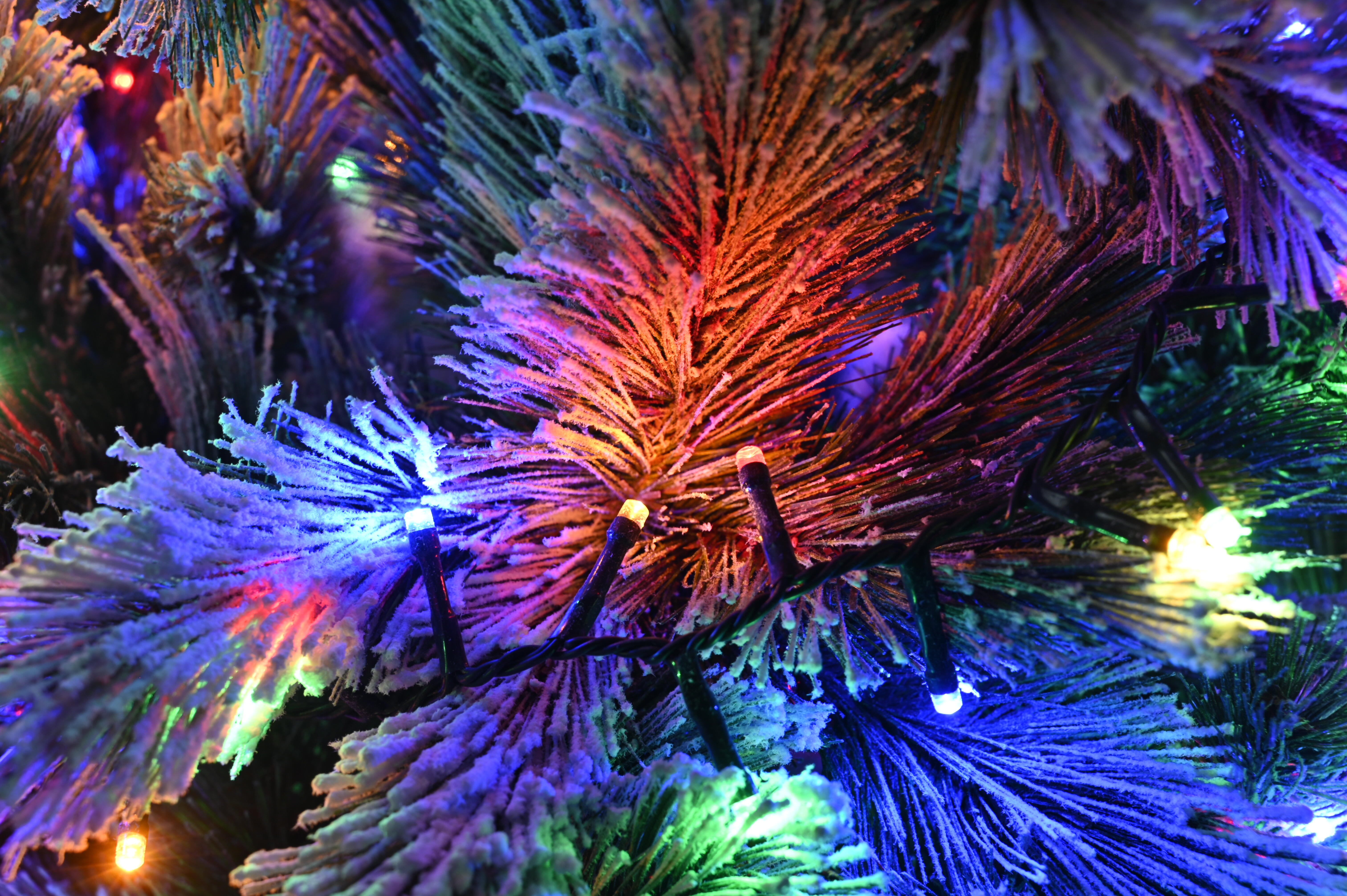 Guirnalda iluminada para árbol de 180 cm con 500 bombillas LED multicolor de 16.00 metros de iluminación para exterior con transformador - 2