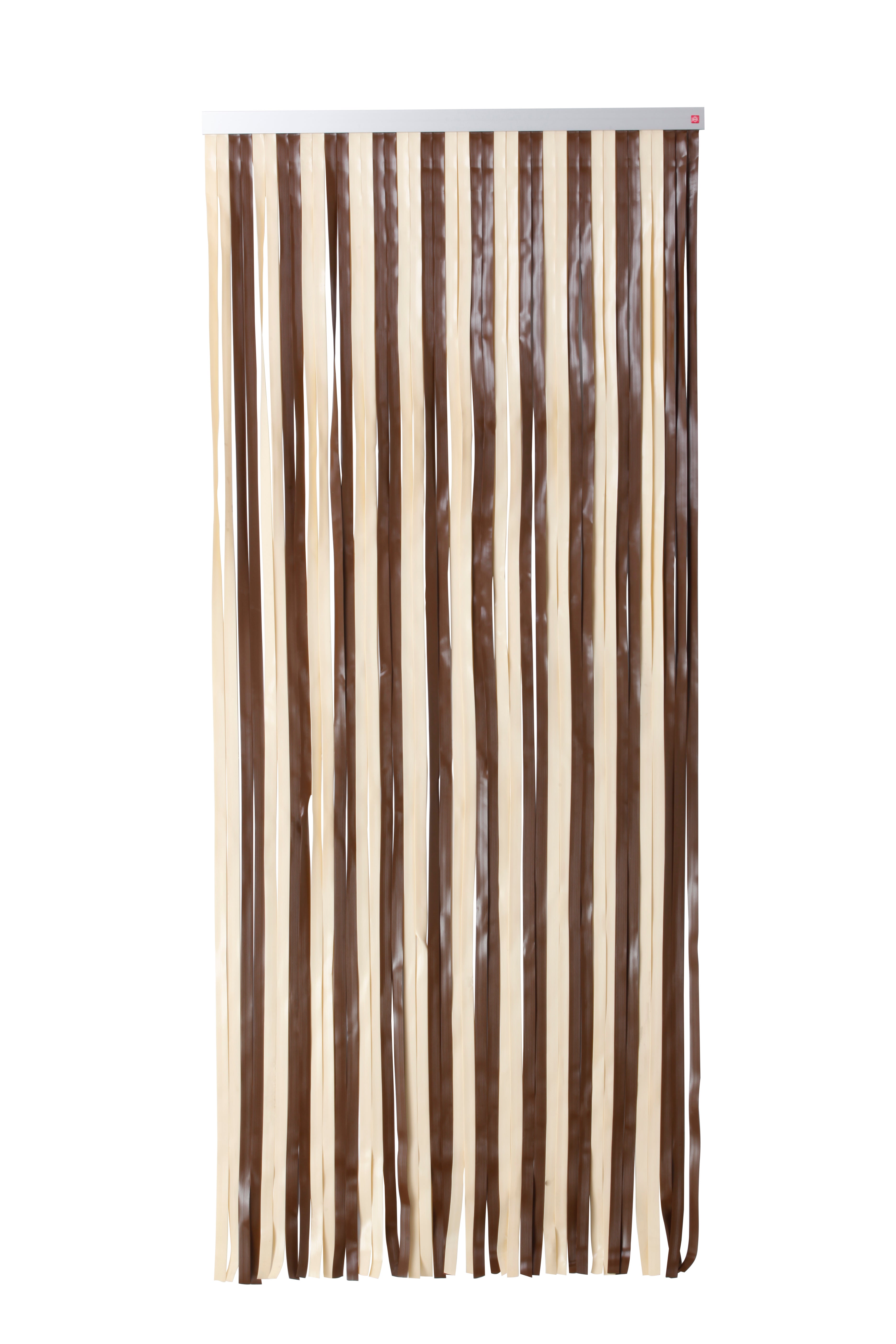 Cortina de puerta pvc cintas marfil-marrón 90 x 210 cm