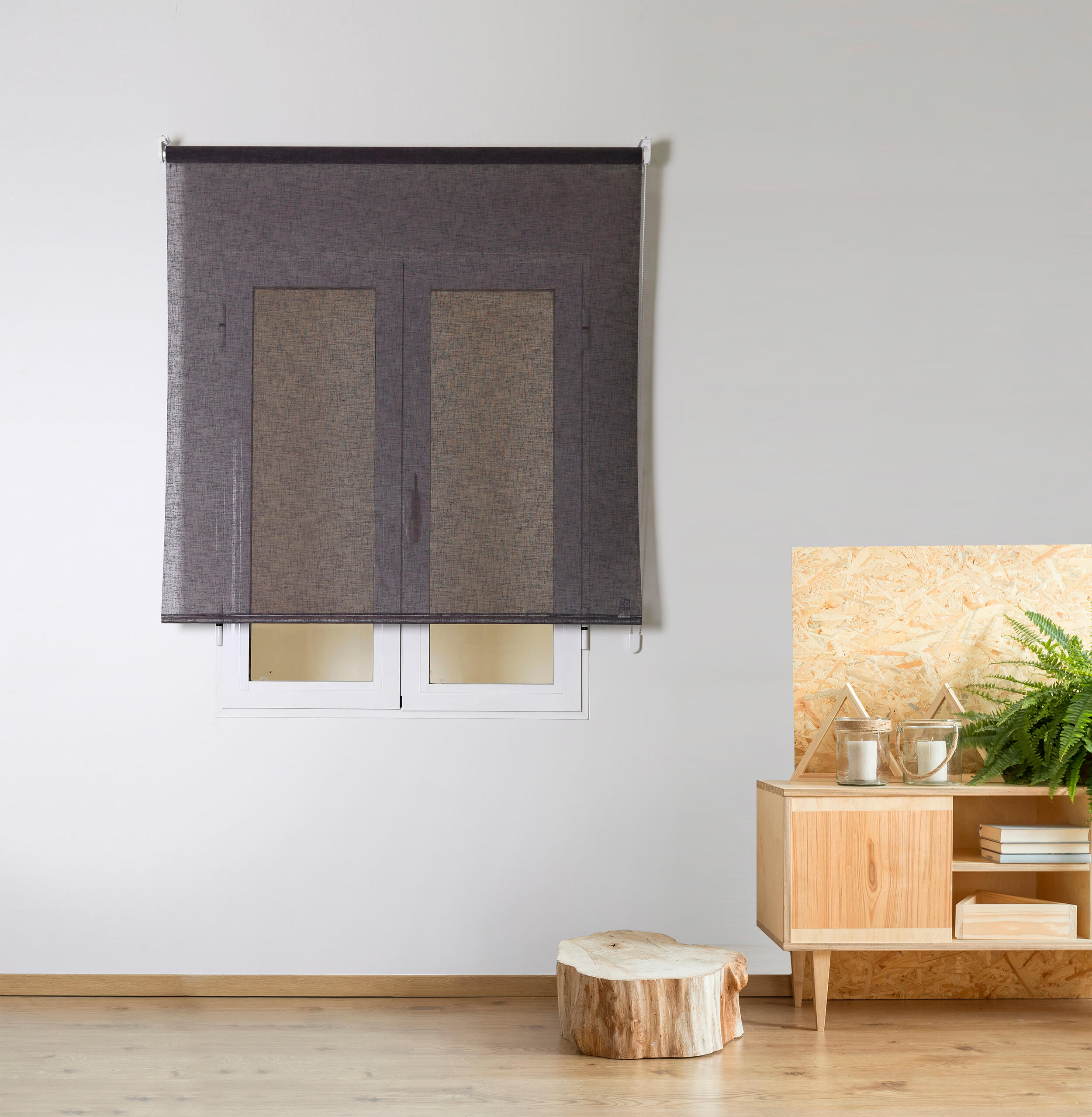 Estor enrollable translúcido rustipol marengo gris de 90x250cm