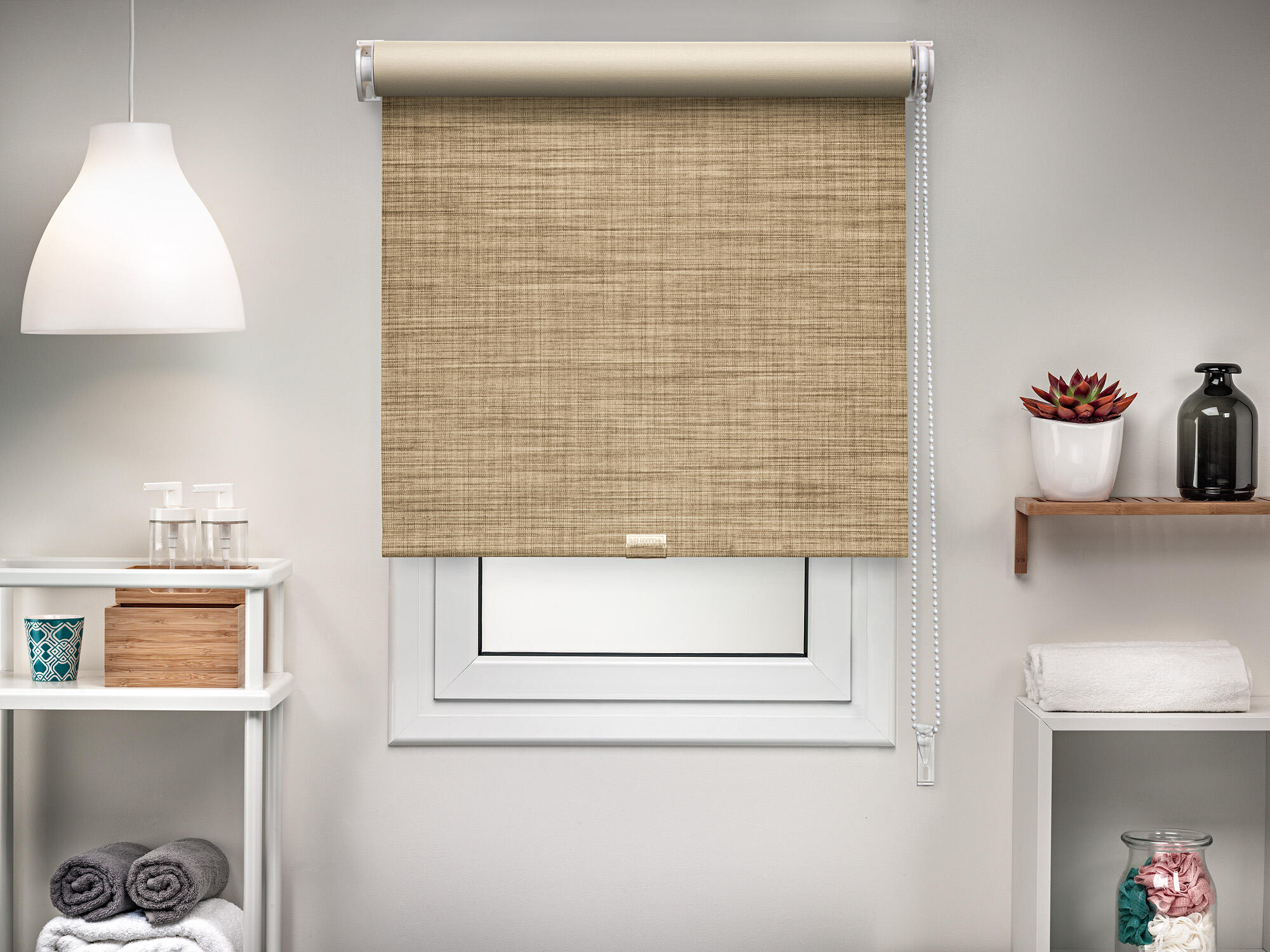 Estor enrollable opaco mini moon gravel beige de 72x190cm