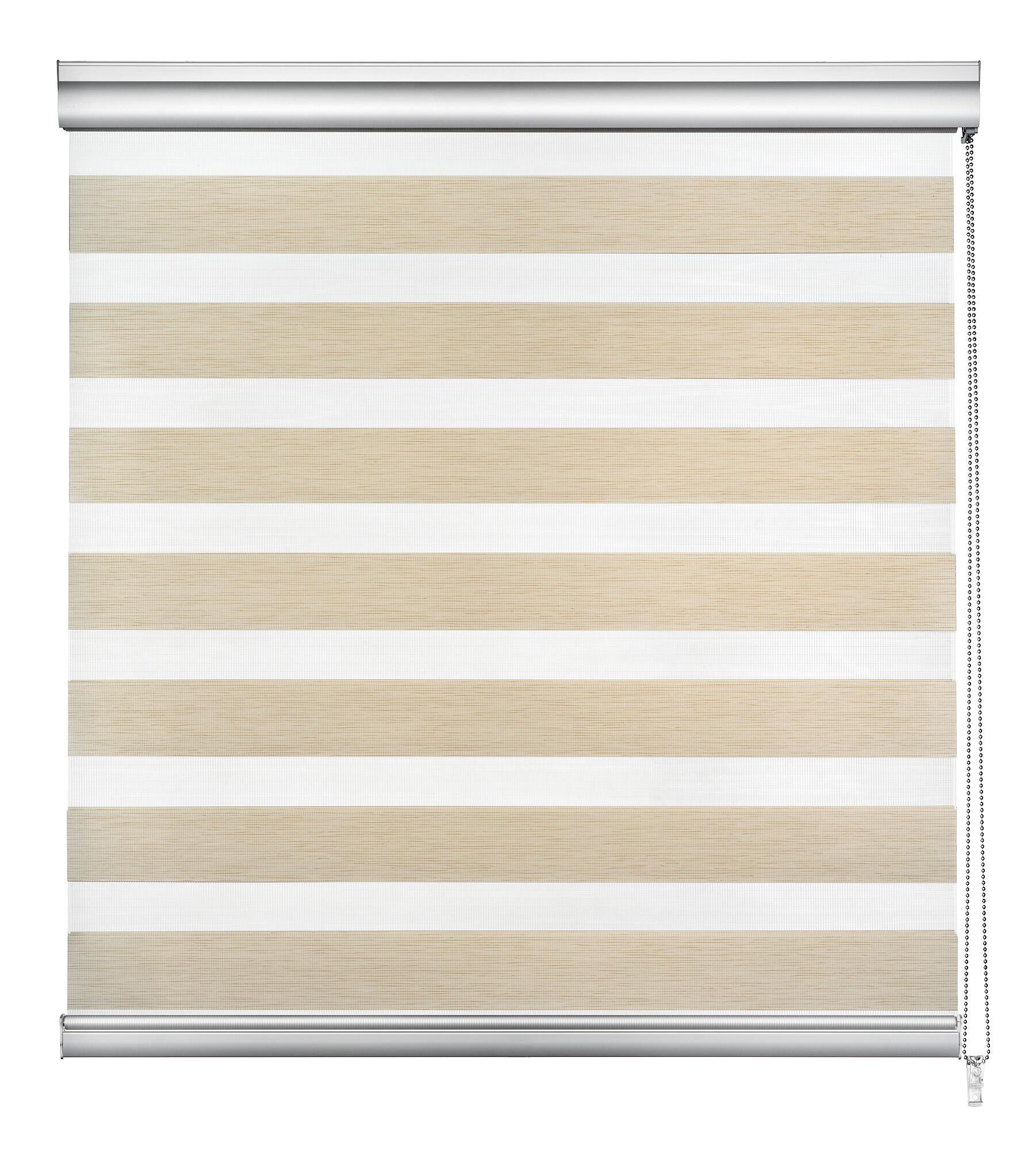 Estor enrollable noche/día térmico con cadena Top Lino poliéster con líneas beige lino  de 135x250cm - 4