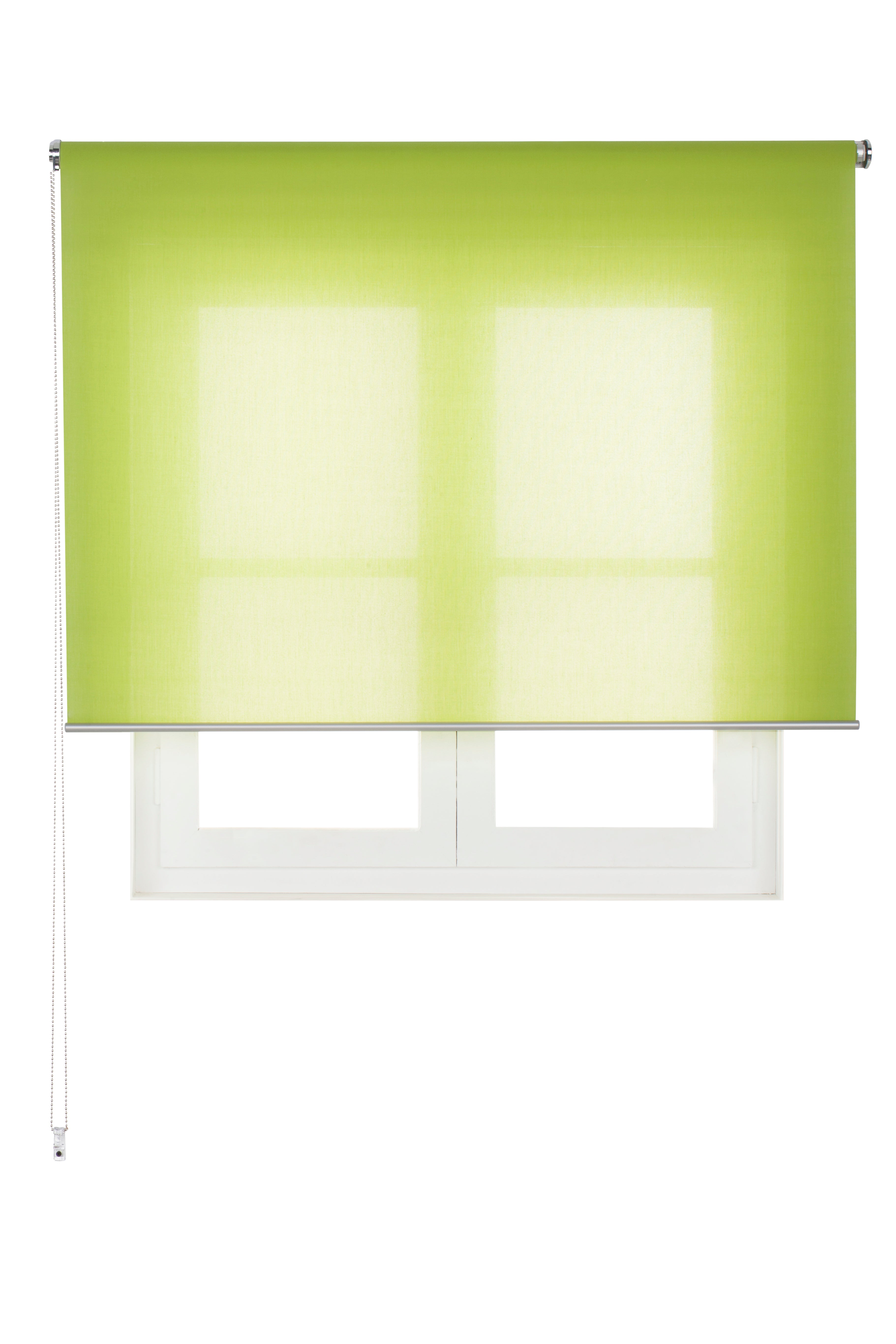 Estor enrollable translúcido con cadena miranda poliéster liso pistacho de 124x250cm